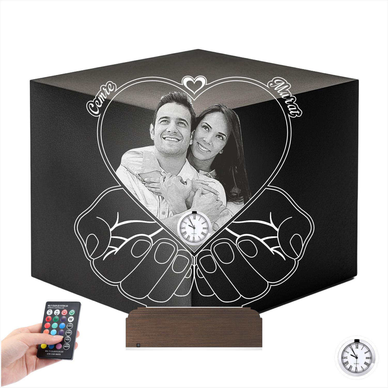 Именной подарок: 3d светильник с вашим фото "Сердце в руках" 7