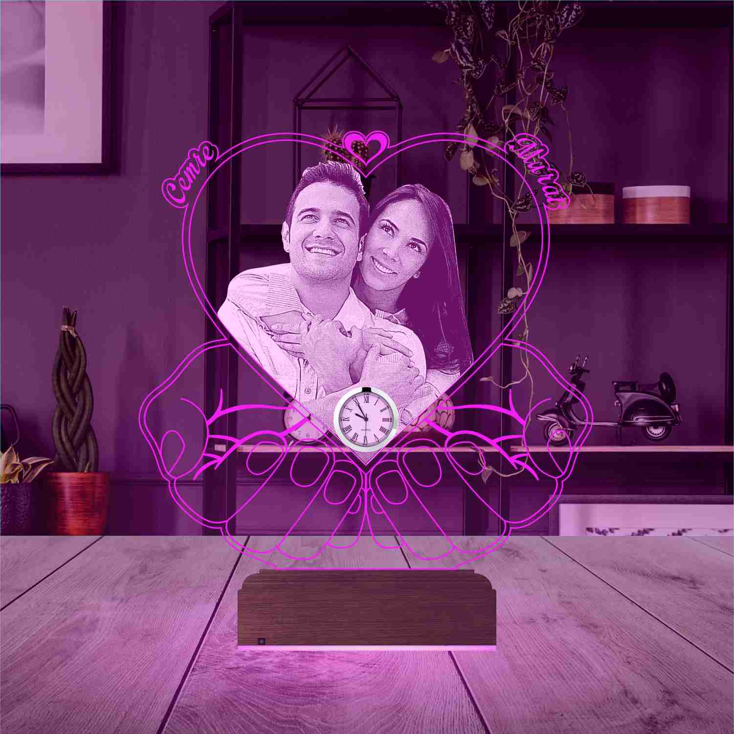 Именной подарок: 3d светильник с вашим фото "Сердце в руках" 2