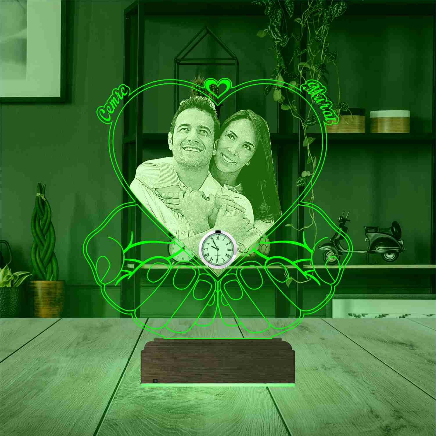 Именной подарок: 3d светильник с вашим фото "Сердце в руках" 4