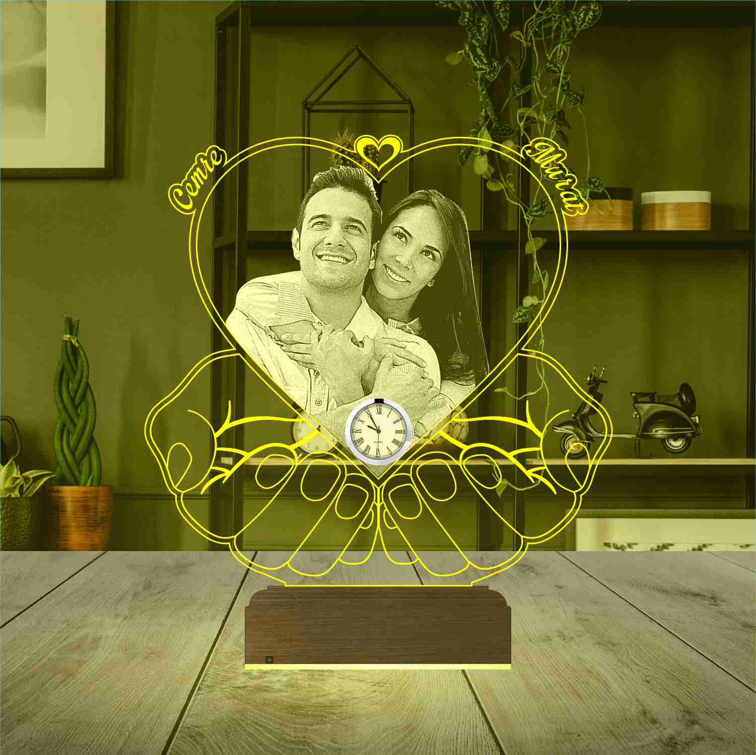 Именной подарок: 3d светильник с вашим фото "Сердце в руках" 5