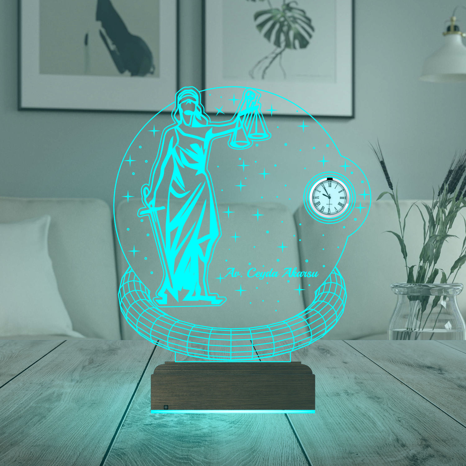 Фемида 3D Ночник с Часами