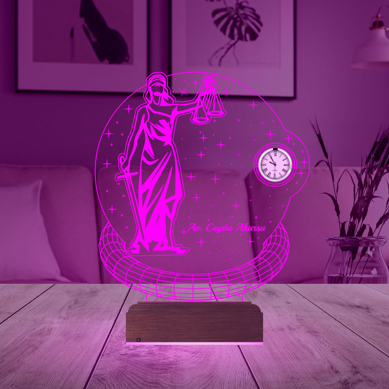Фемида 3D Ночник с Часами
