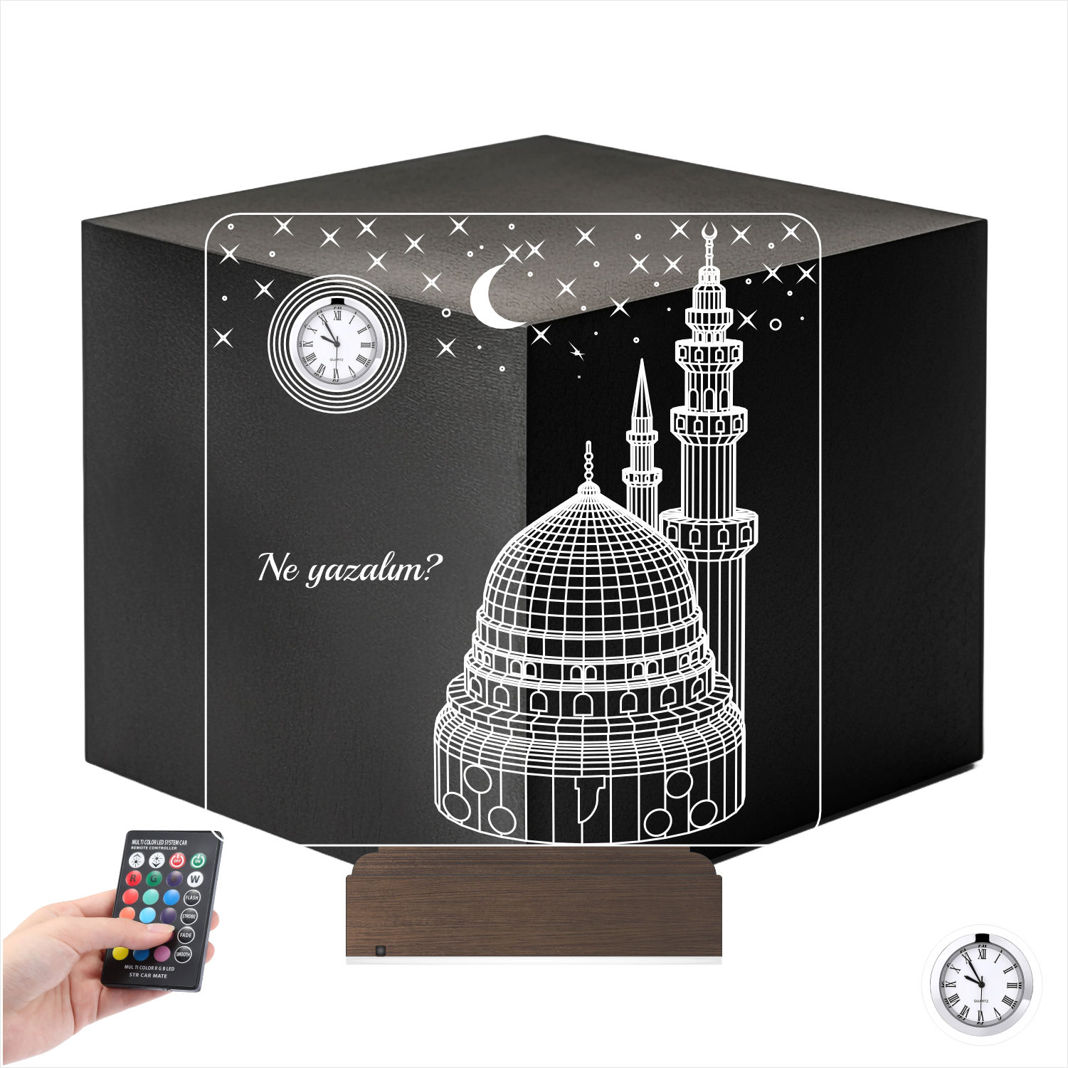 Именной подарок: 3d светильник "Мечеть" с часами 7