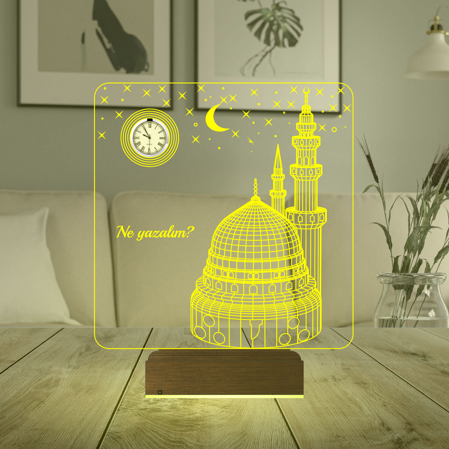 Именной подарок: 3d светильник "Мечеть" с часами 4