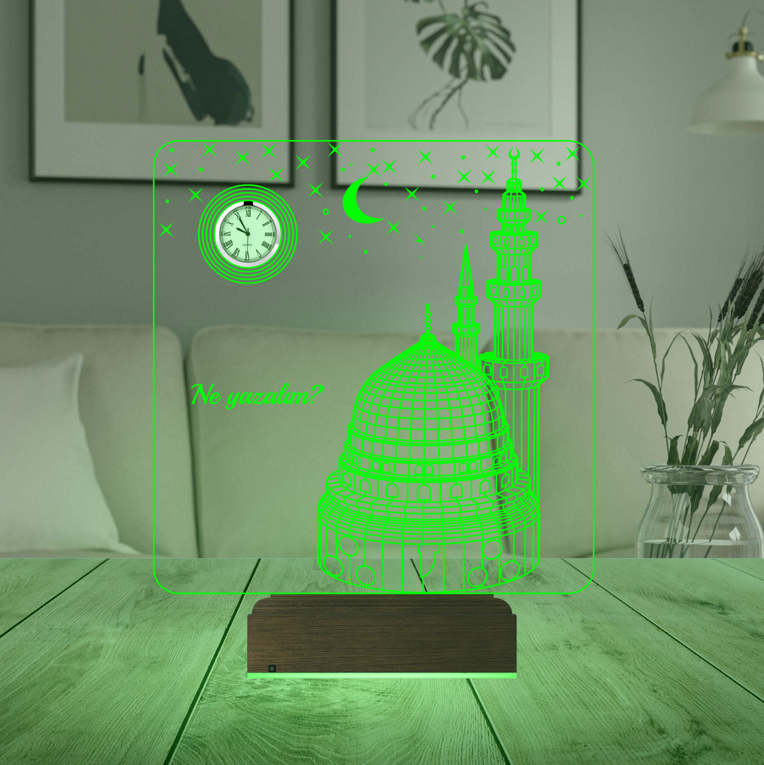 Именной подарок: 3d светильник "Мечеть" с часами 5