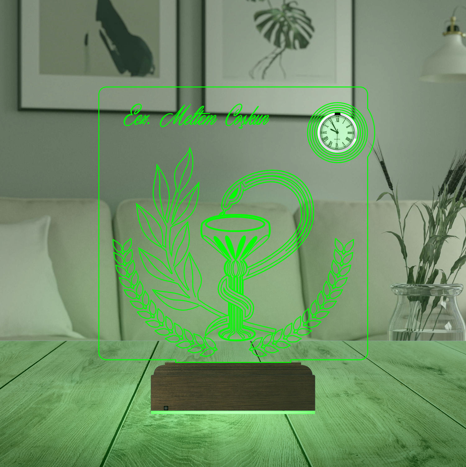 Именной подарок: 3d светильник "Фармацевт" с часами 5