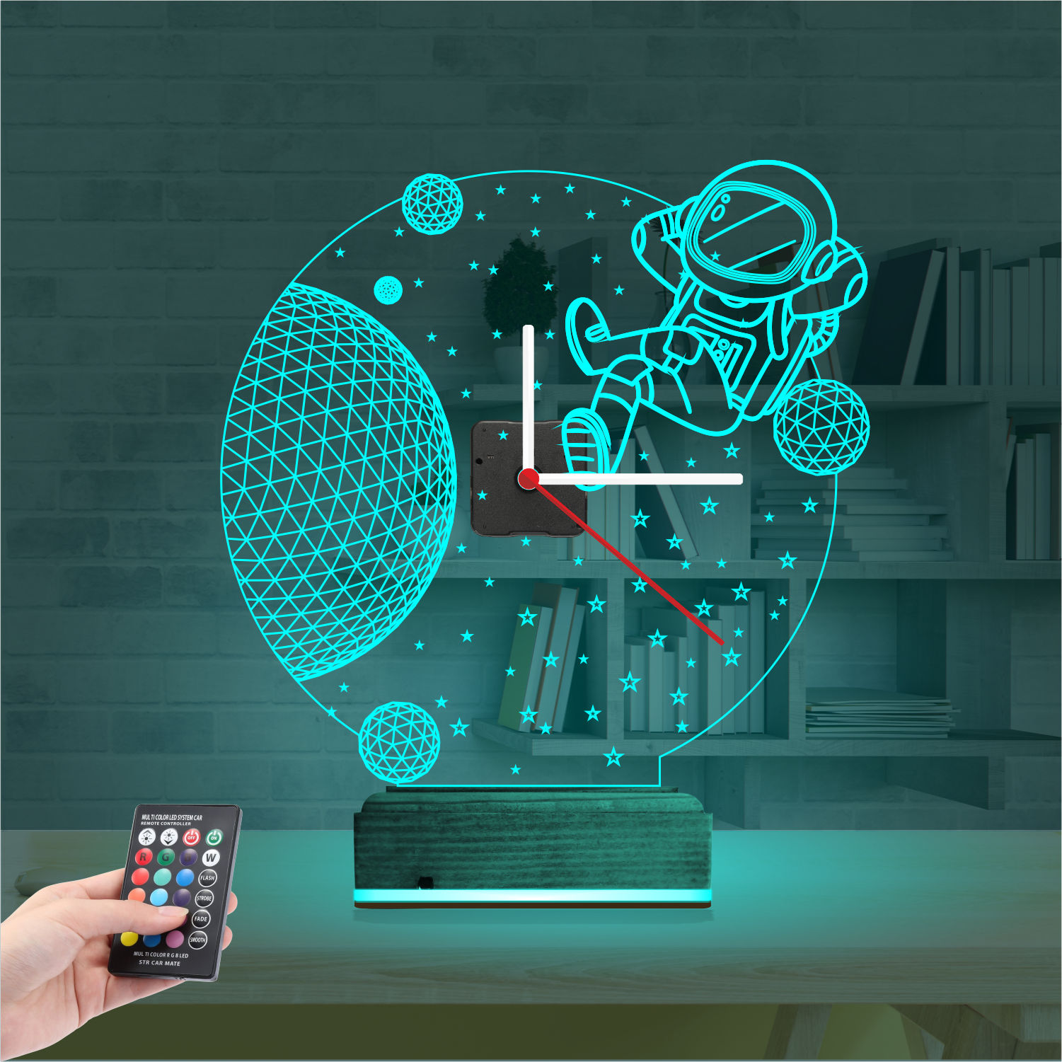 Именной подарок: 3d светильник космонавт в космосе 2