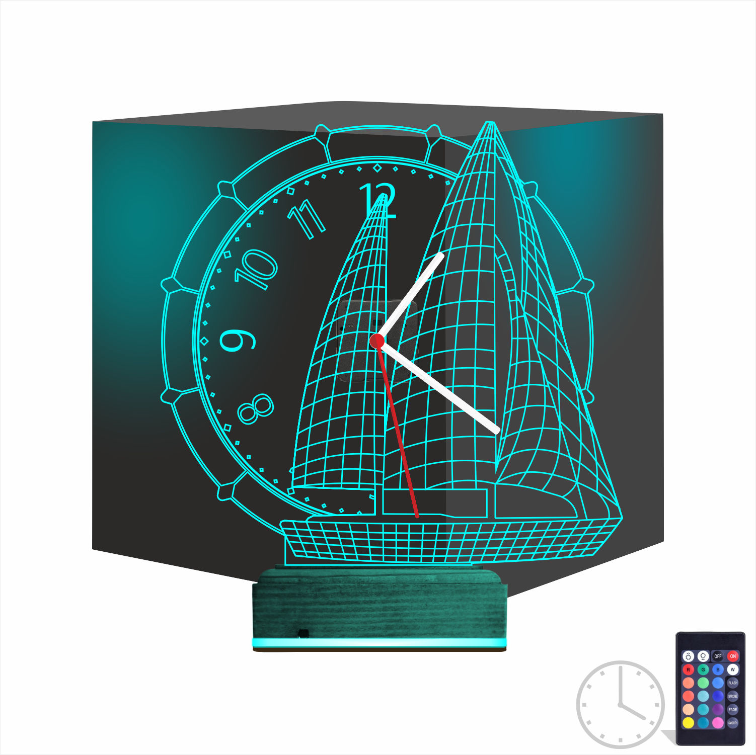 Именной подарок: 3d светильник корабль с часами 9