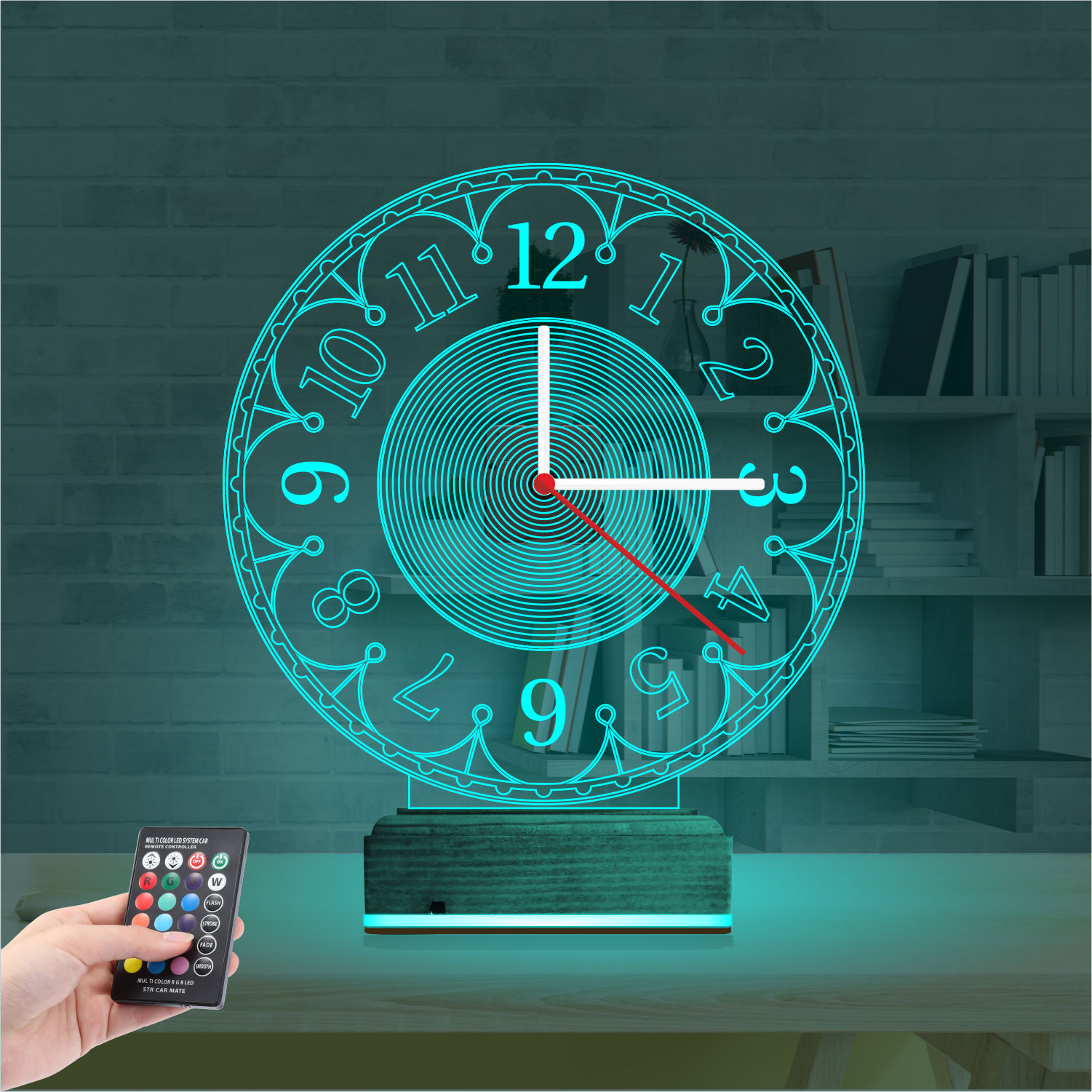 Именной подарок: 3d светильник классические часы 2