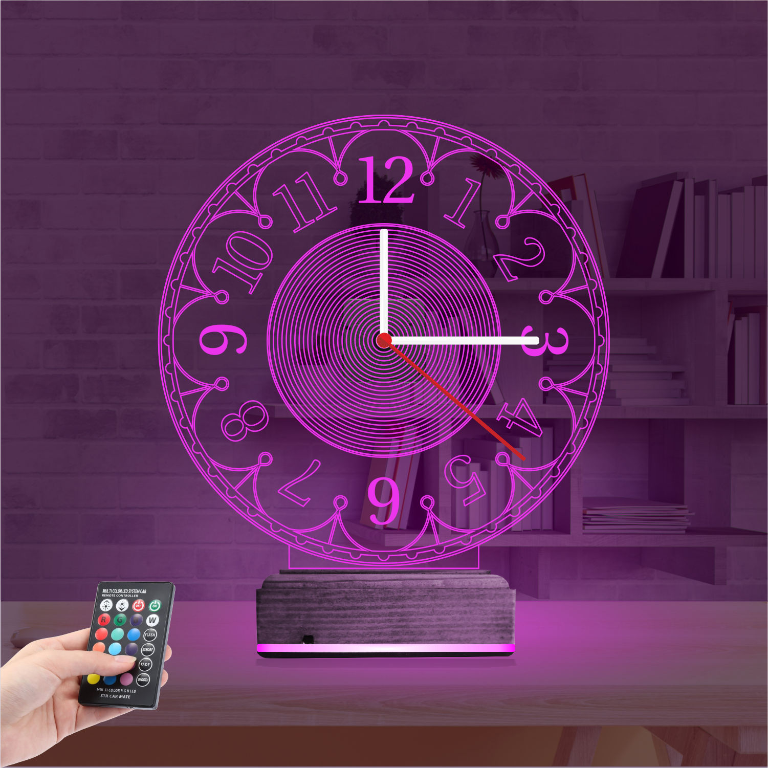 Именной подарок: 3d светильник классические часы 3