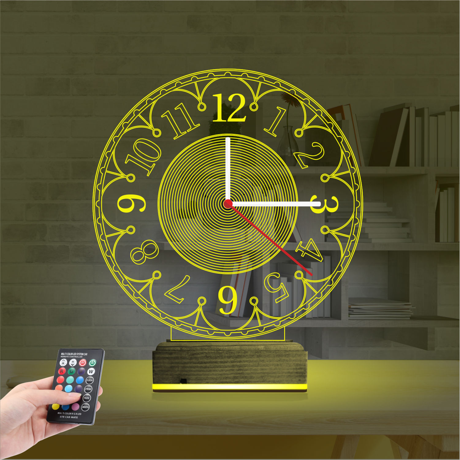 Именной подарок: 3d светильник классические часы 4