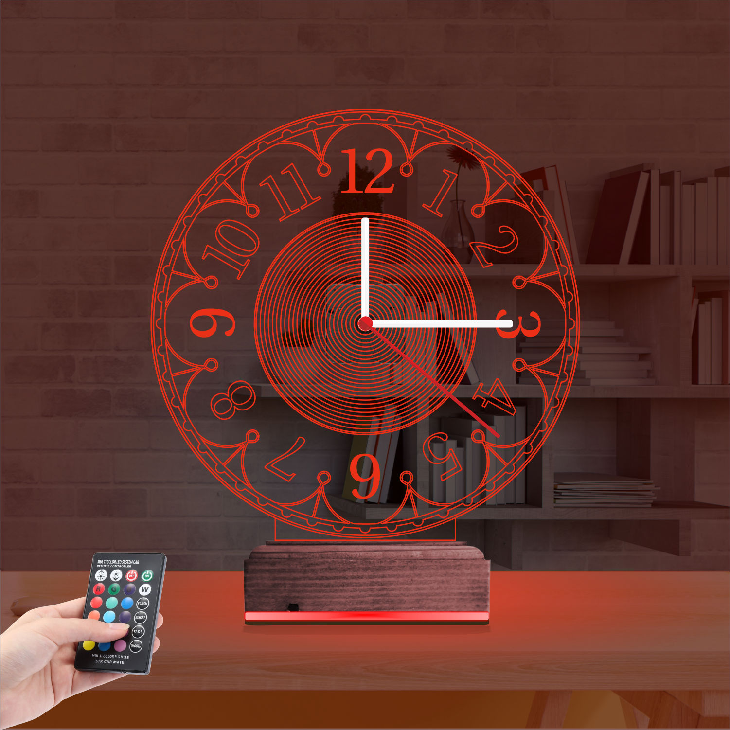 Именной подарок: 3d светильник классические часы 6