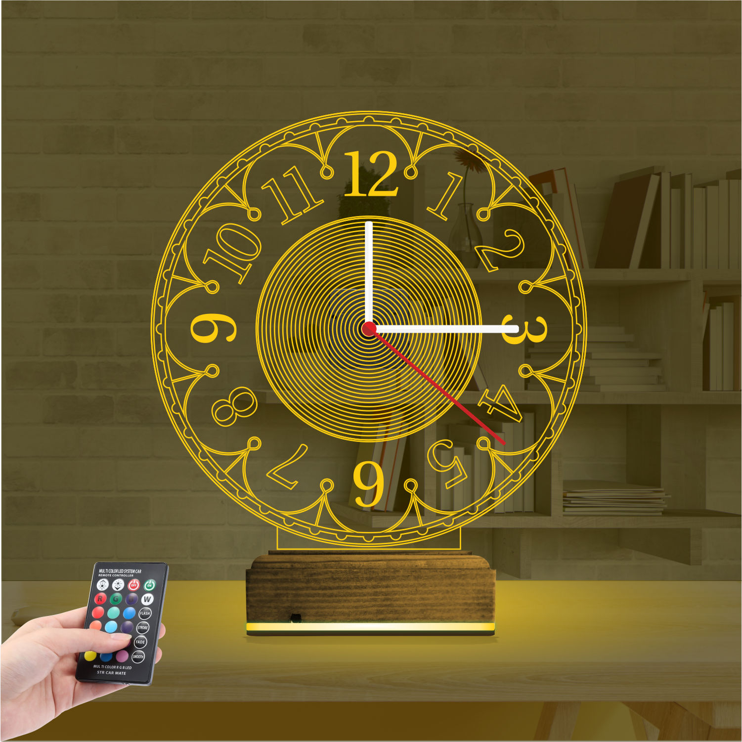 Именной подарок: 3d светильник классические часы 7