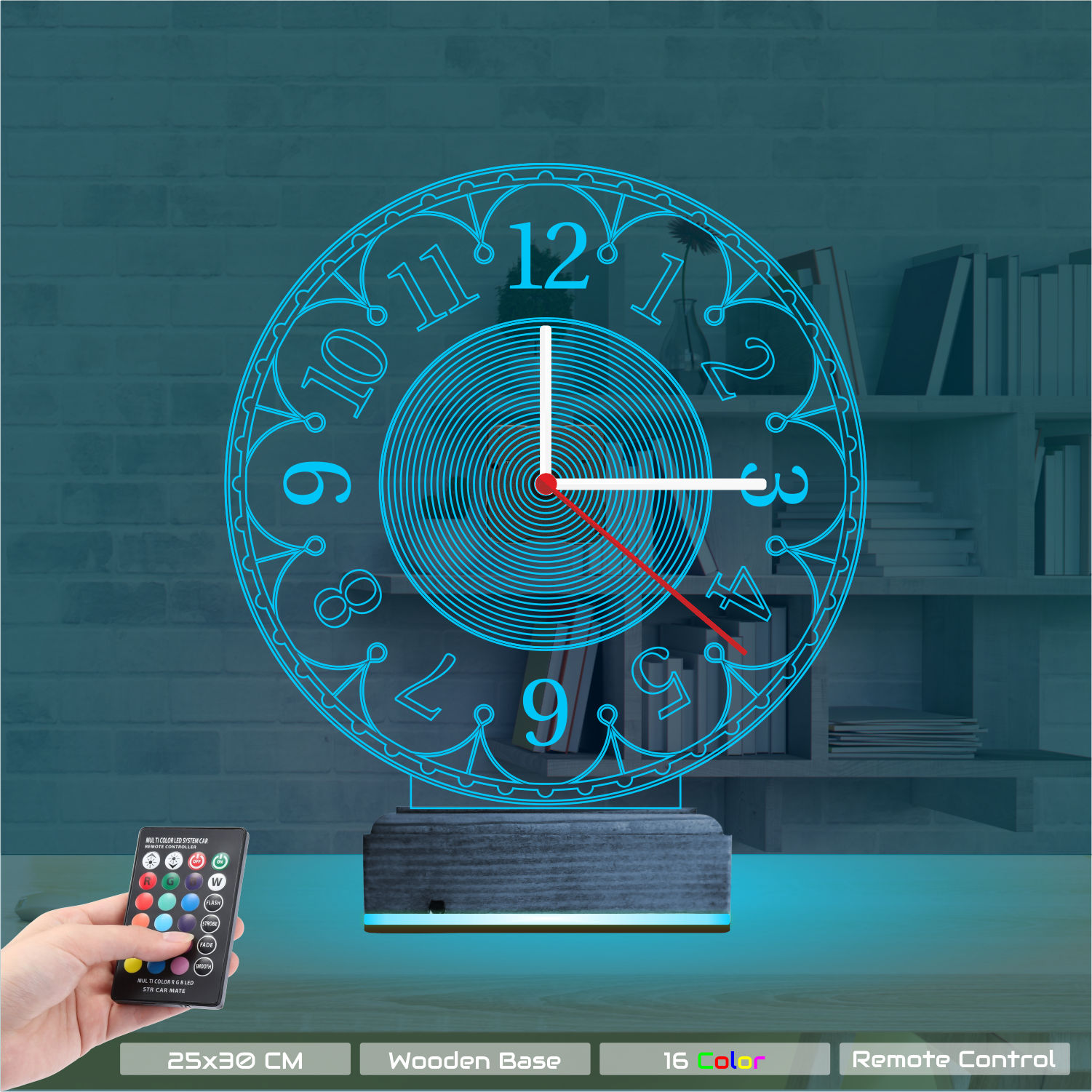 Именной подарок: 3d светильник классические часы 8