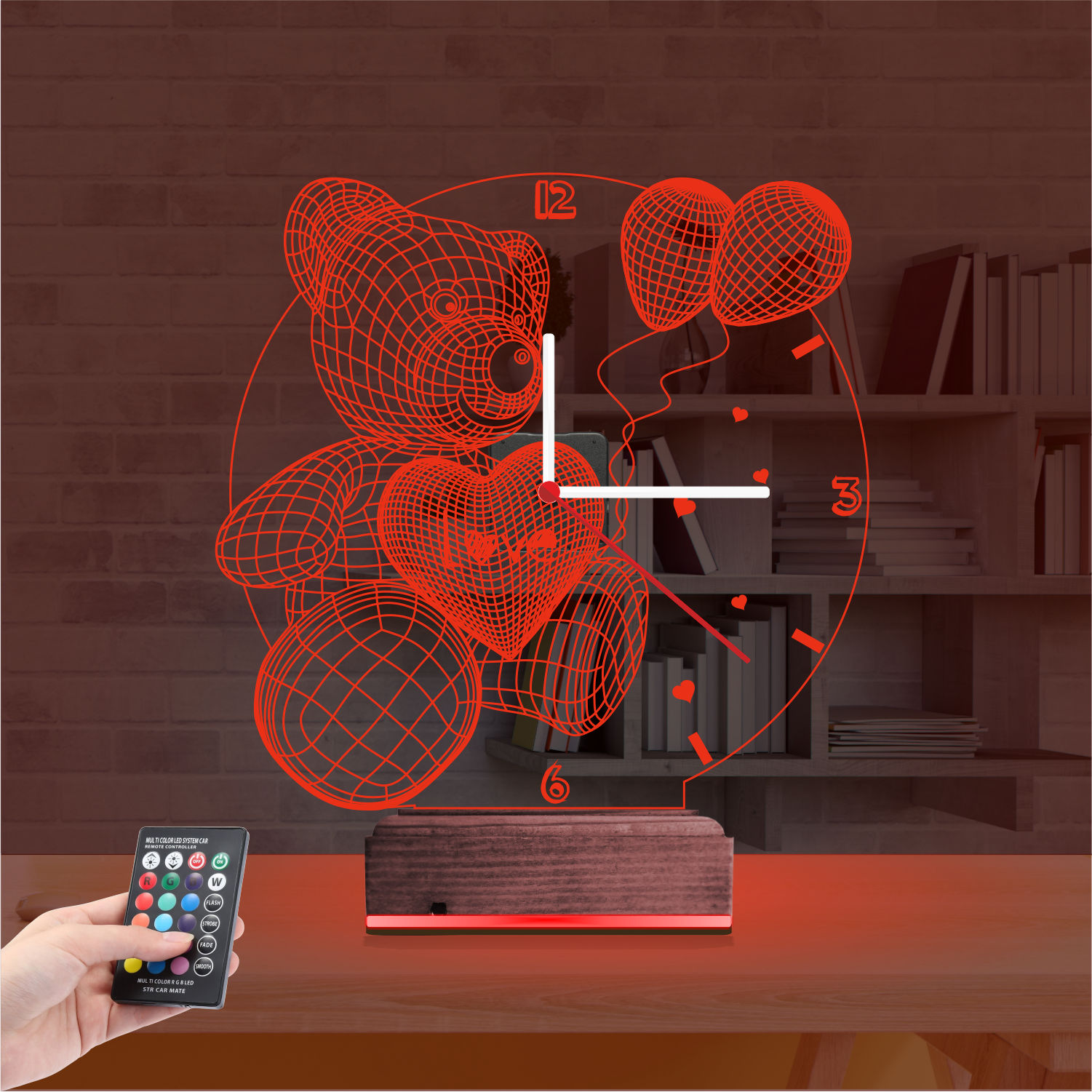 Подарок на 8 марта: мишка с шарами 3d светильник 6