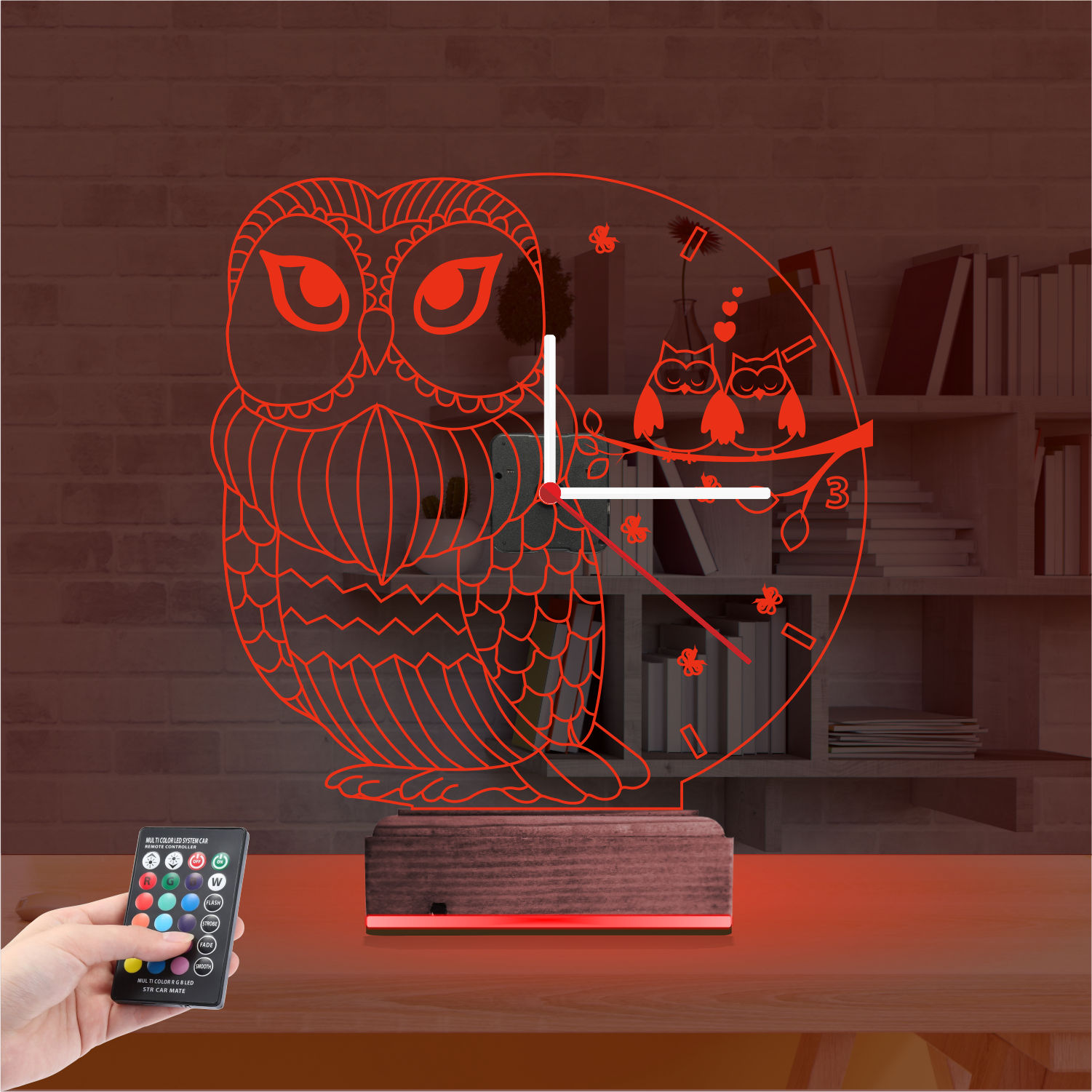 Именной подарок: 3d светильник сова с совятами 6