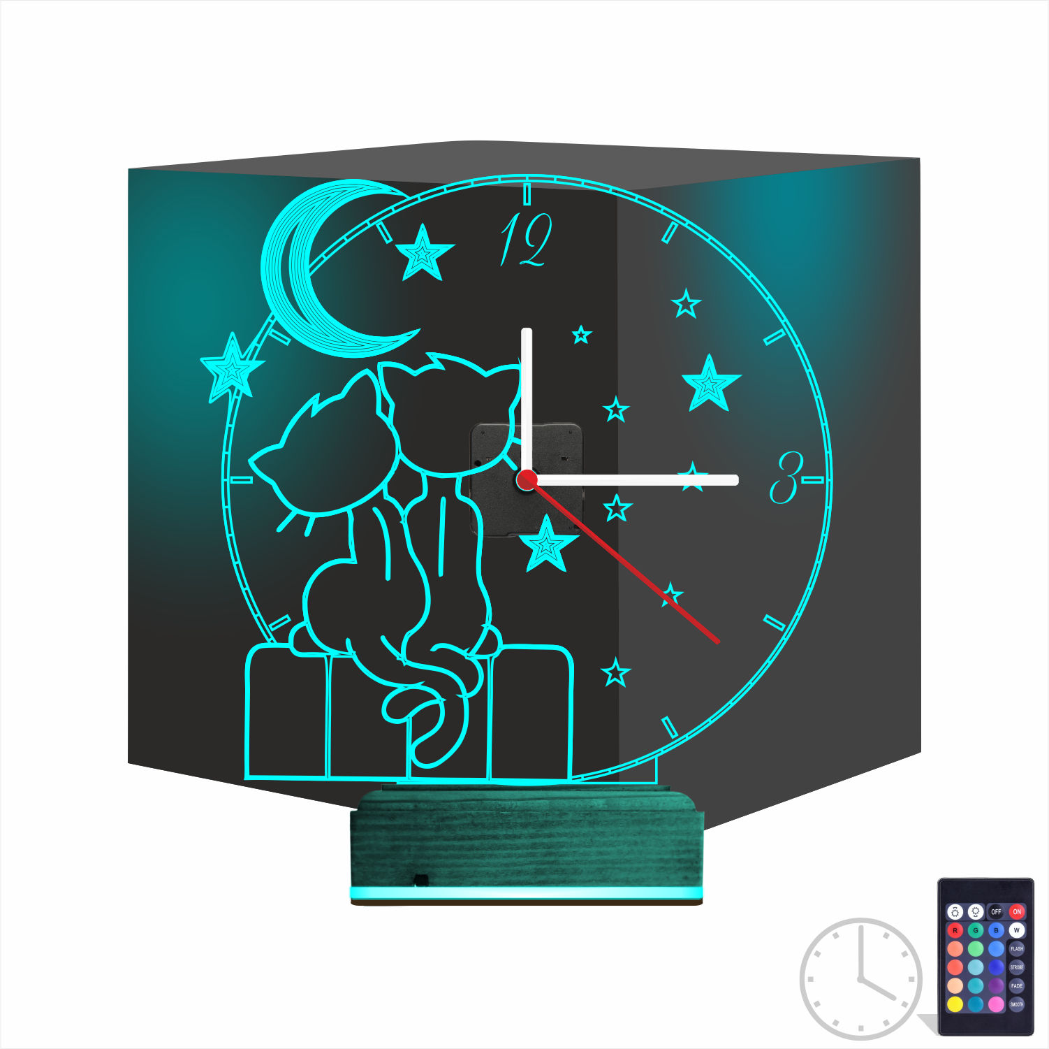 Именной подарок: 3d светильник влюбленные коты на луне 8