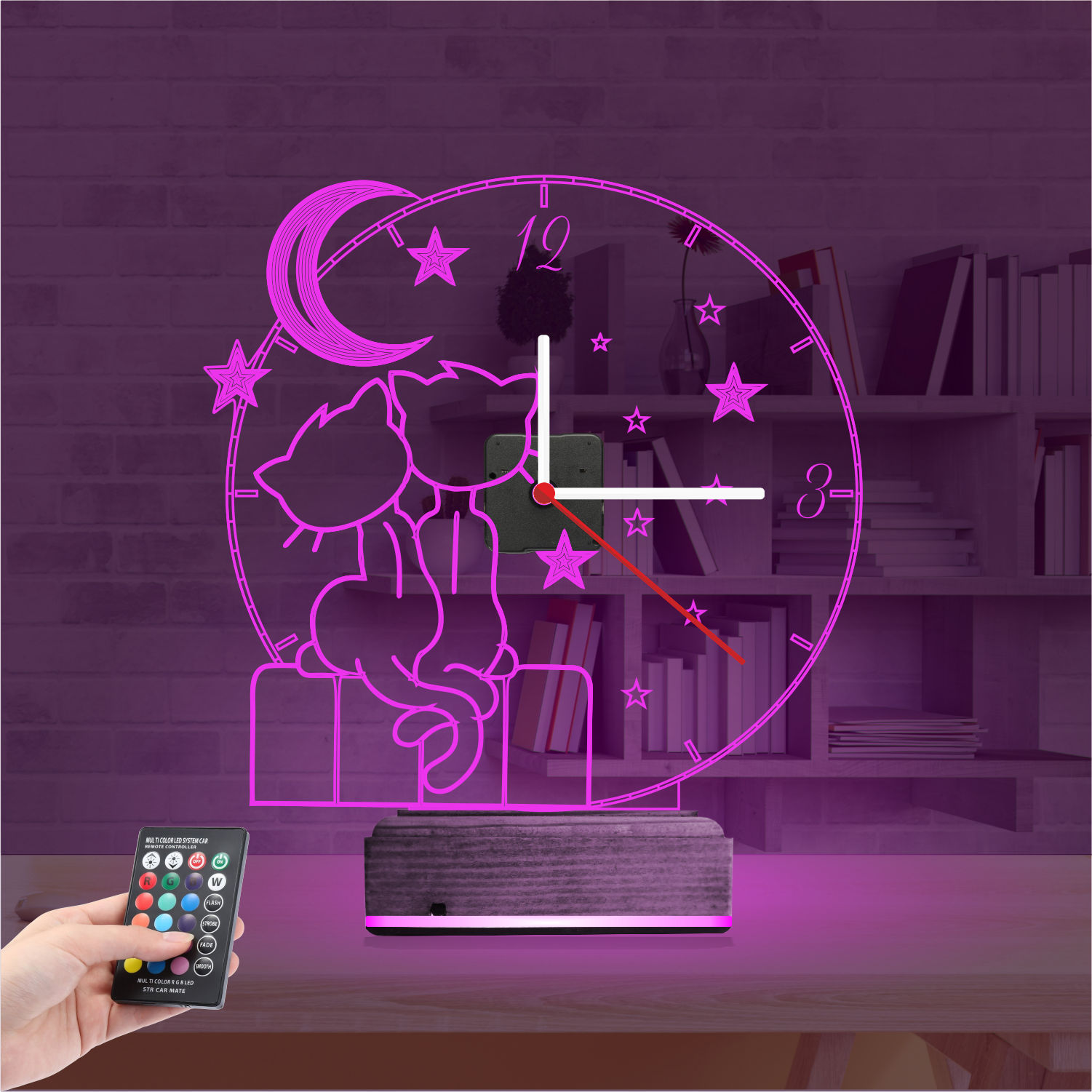 Именной подарок: 3d светильник влюбленные коты на луне 3