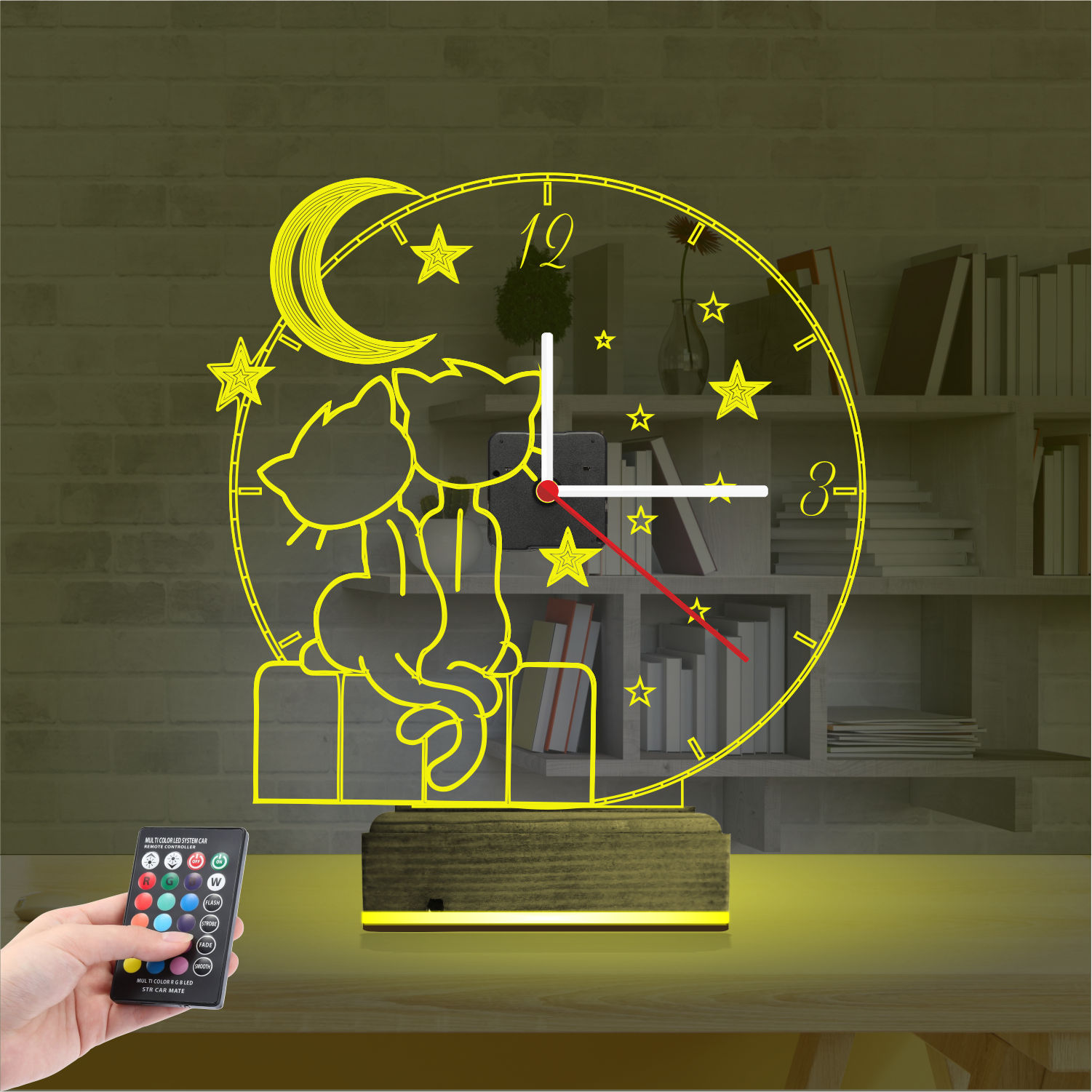 Именной подарок: 3d светильник влюбленные коты на луне 4