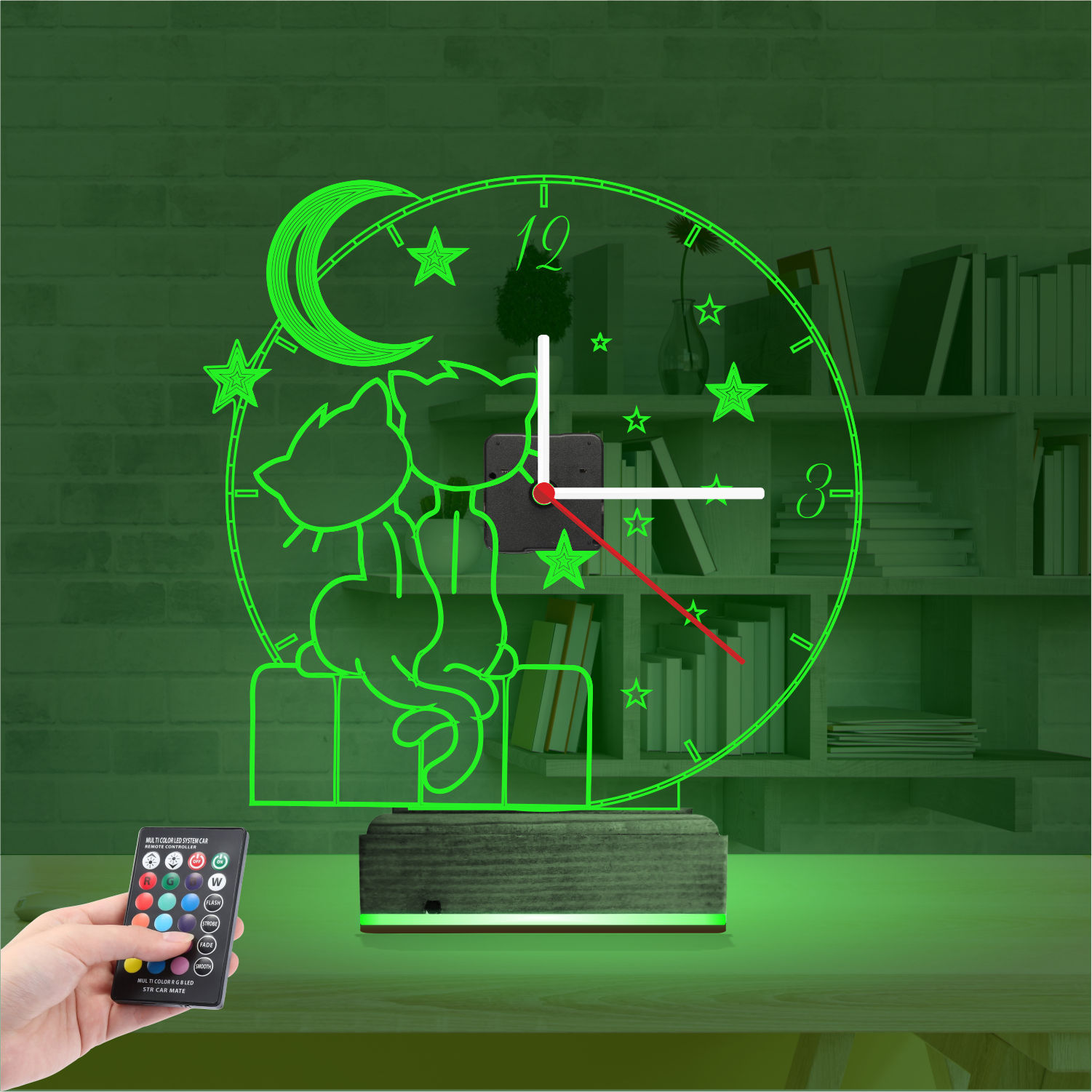 Именной подарок: 3d светильник влюбленные коты на луне 5