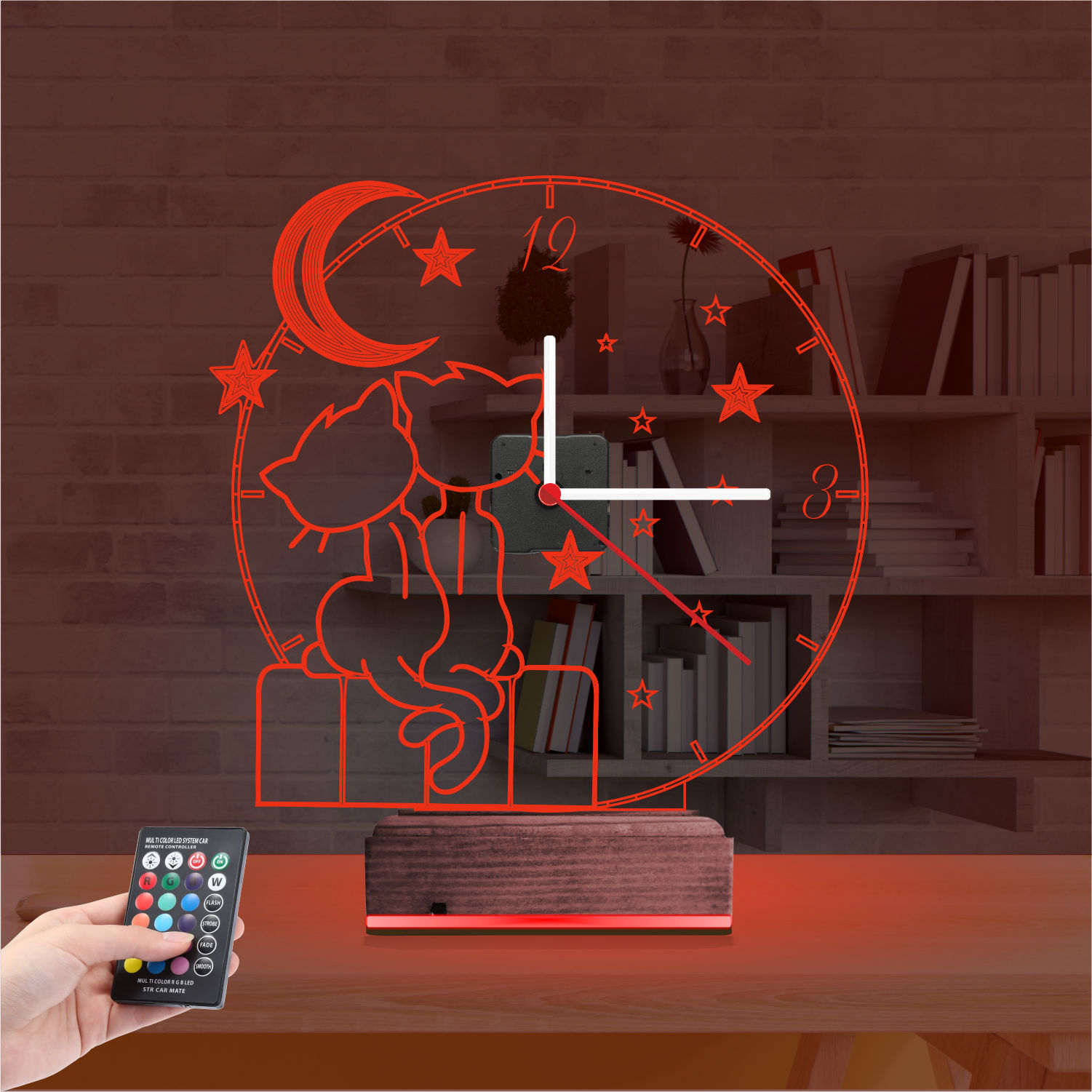 Именной подарок: 3d светильник влюбленные коты на луне 6