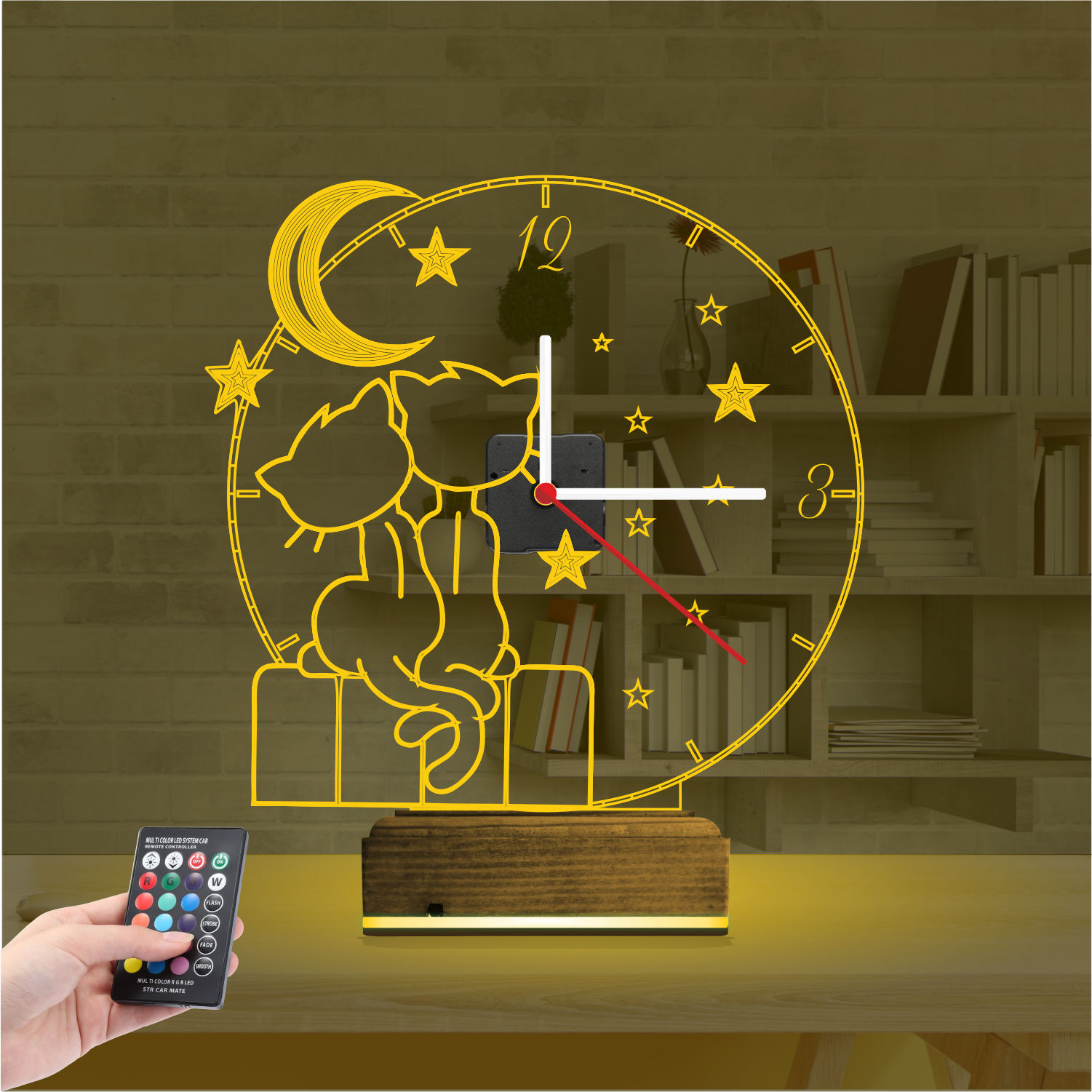 Именной подарок: 3d светильник влюбленные коты на луне 7