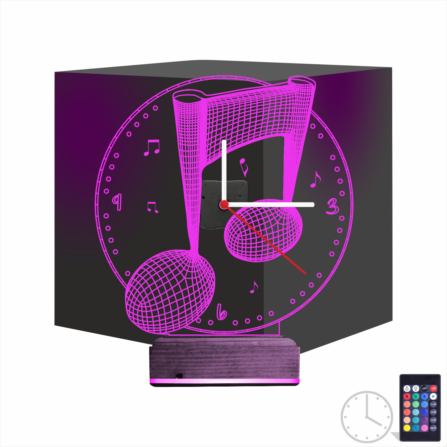 Именной подарок: скрипичный ключ с часами 3d светильник 8