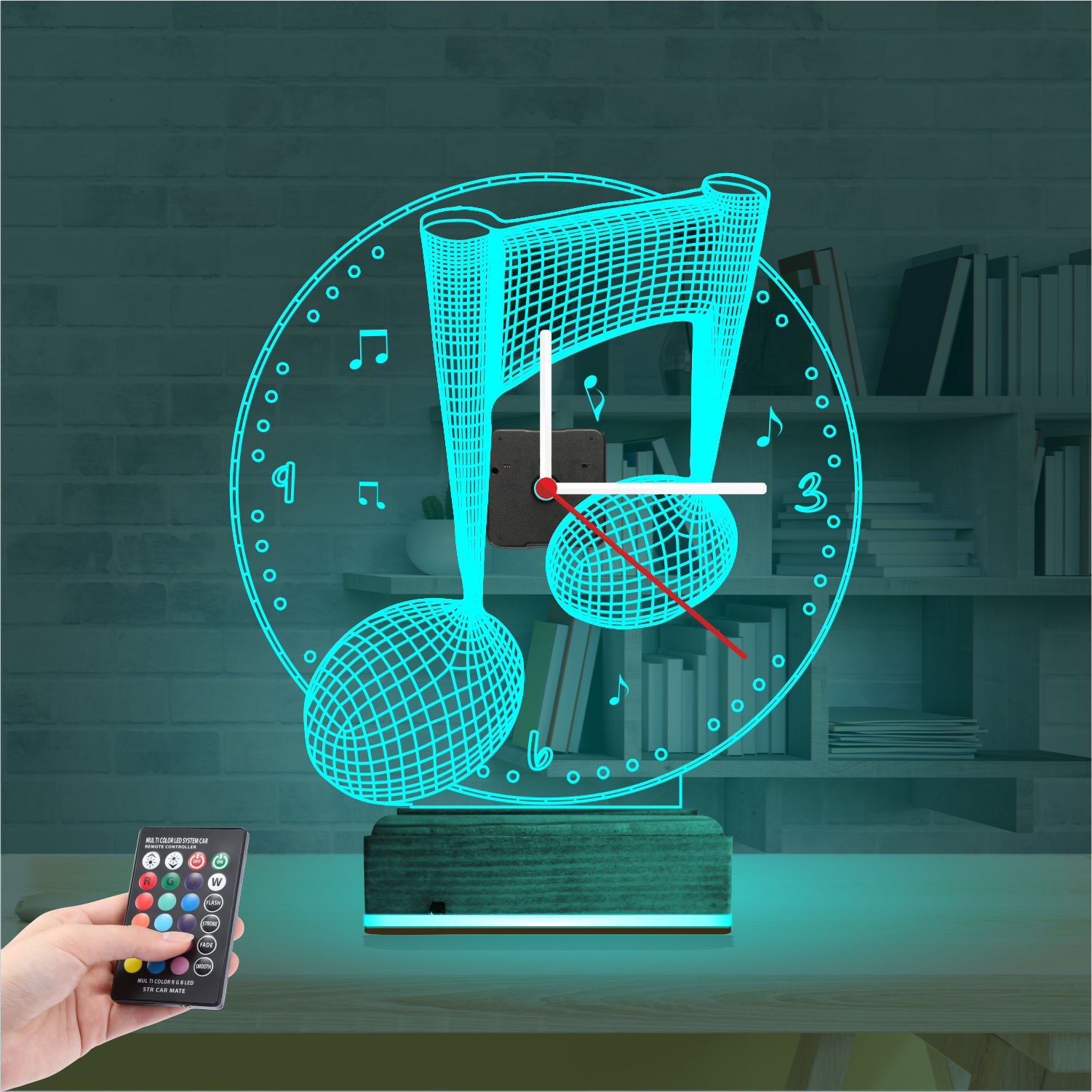 Именной подарок: скрипичный ключ с часами 3d светильник 2