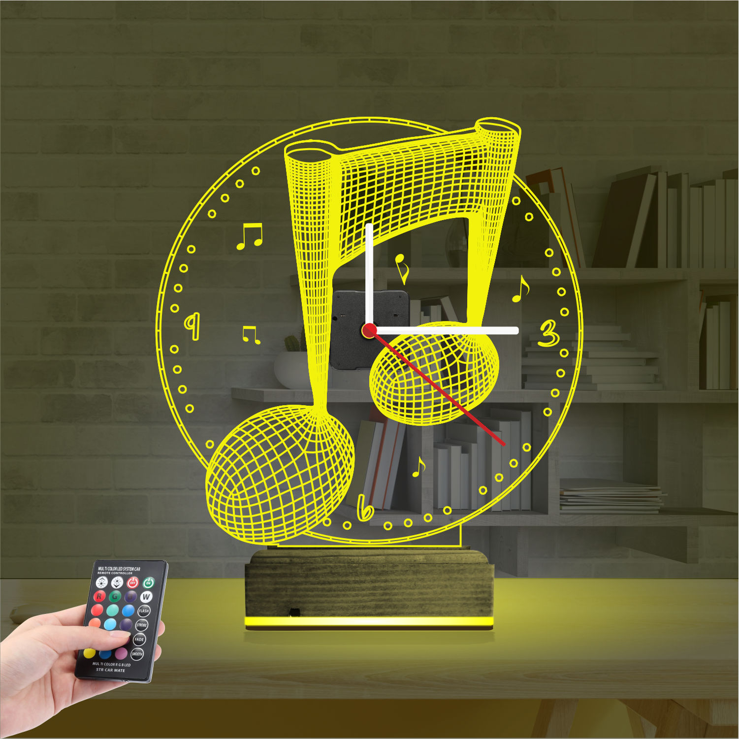 Именной подарок: скрипичный ключ с часами 3d светильник 4