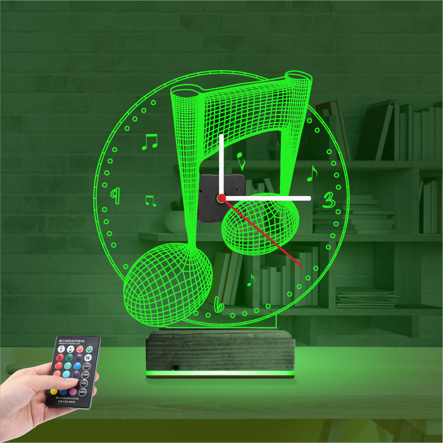 Именной подарок: скрипичный ключ с часами 3d светильник 5