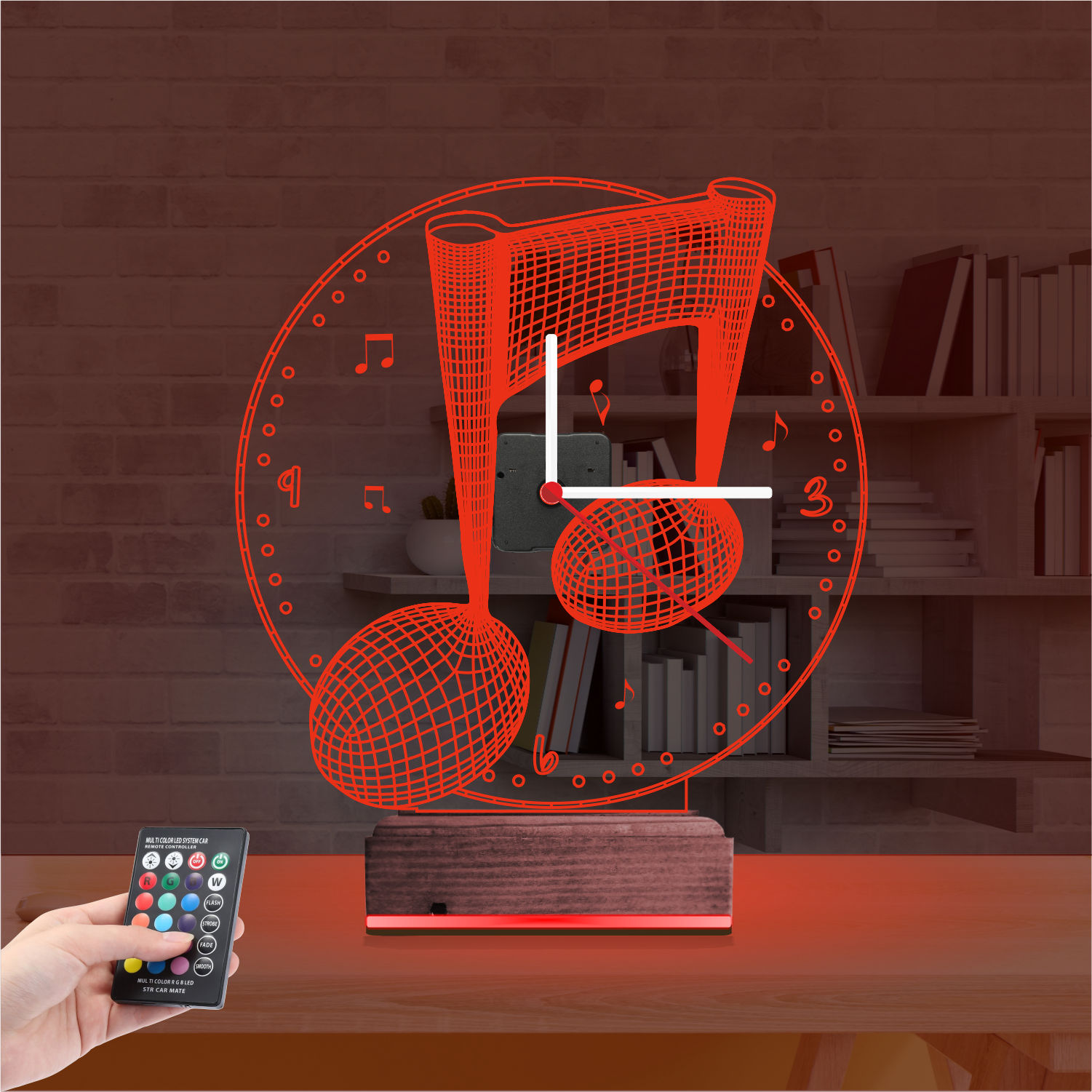 Именной подарок: скрипичный ключ с часами 3d светильник 6