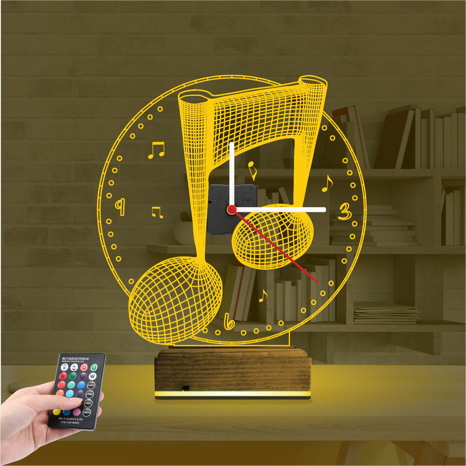 Именной подарок: скрипичный ключ с часами 3d светильник 7