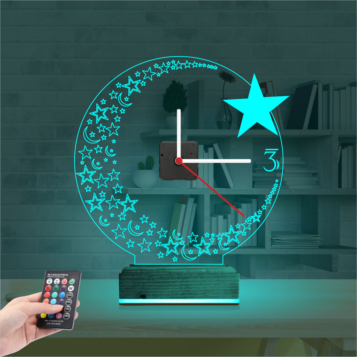 Именной подарок: 3d светильник луна и звезда 2