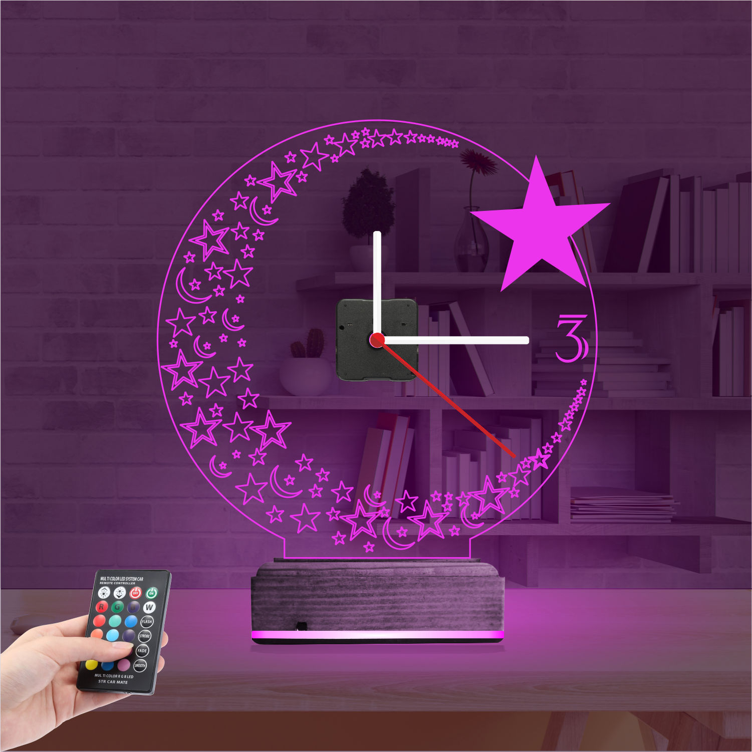 Именной подарок: 3d светильник луна и звезда 3