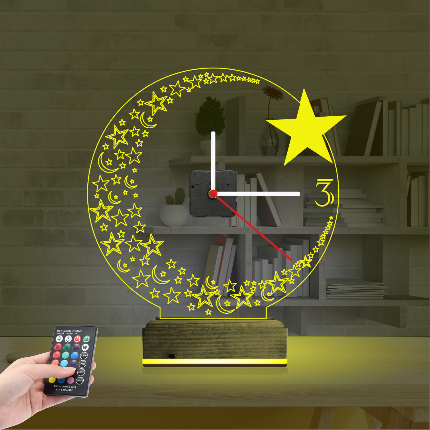 Именной подарок: 3d светильник луна и звезда 4