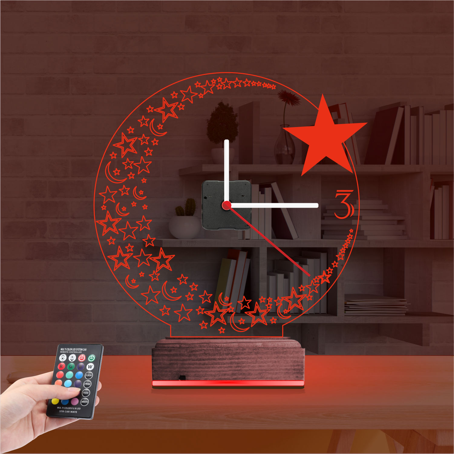 Именной подарок: 3d светильник луна и звезда 6