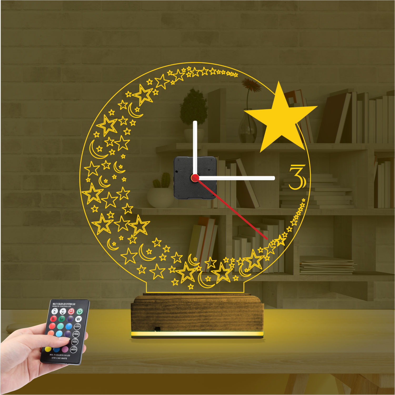 Именной подарок: 3d светильник луна и звезда 7