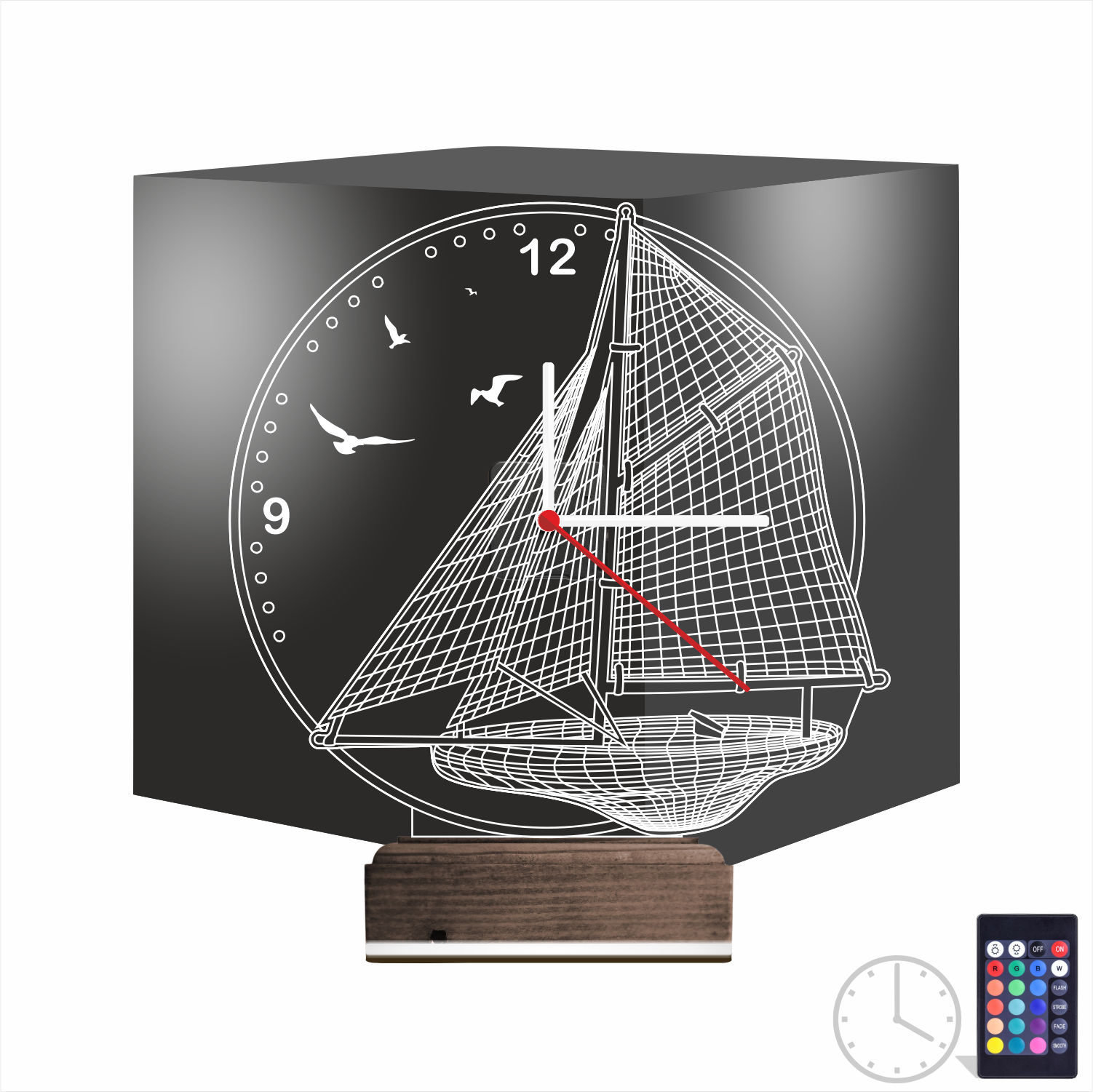 Подарок для мужчины: корабль с часами 3d светильник 8