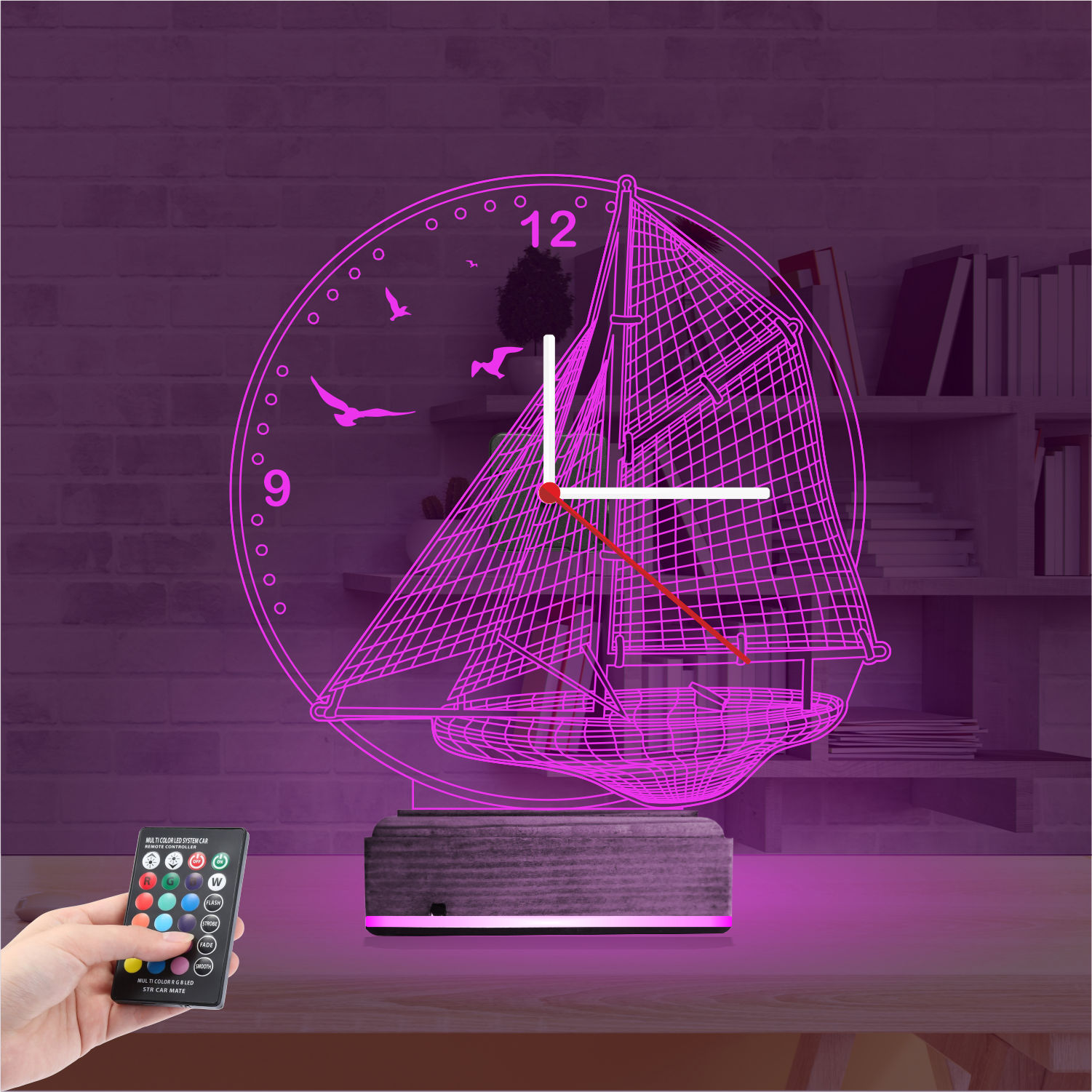 Подарок для мужчины: корабль с часами 3d светильник 3