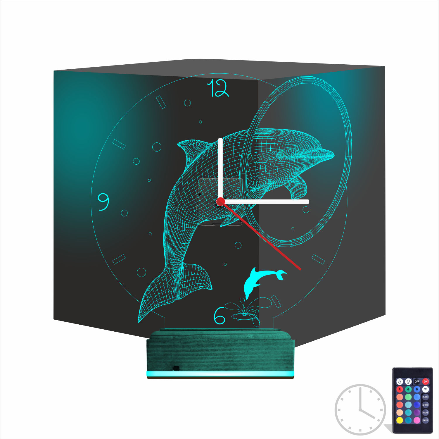 Подарок на день рождения: дельфин с часами 3d светильник 8