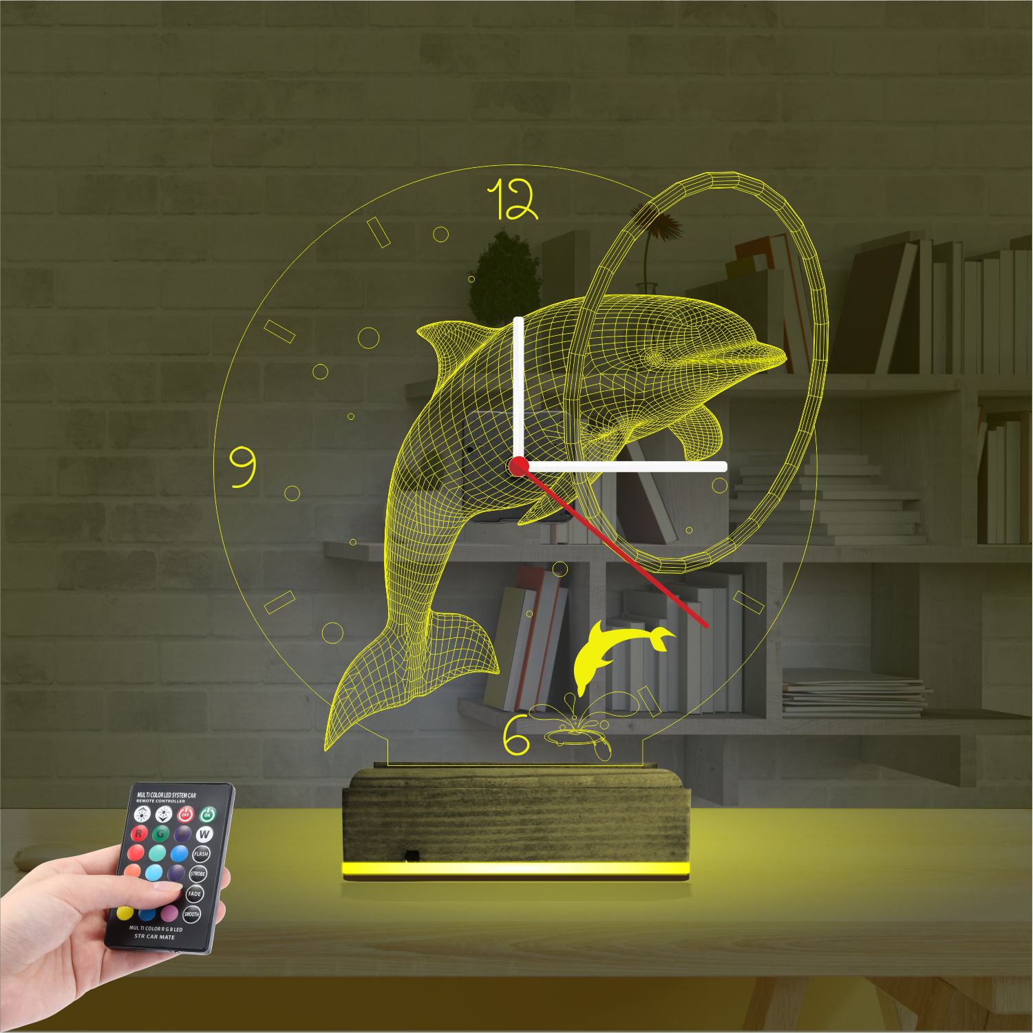 Подарок на день рождения: дельфин с часами 3d светильник 4