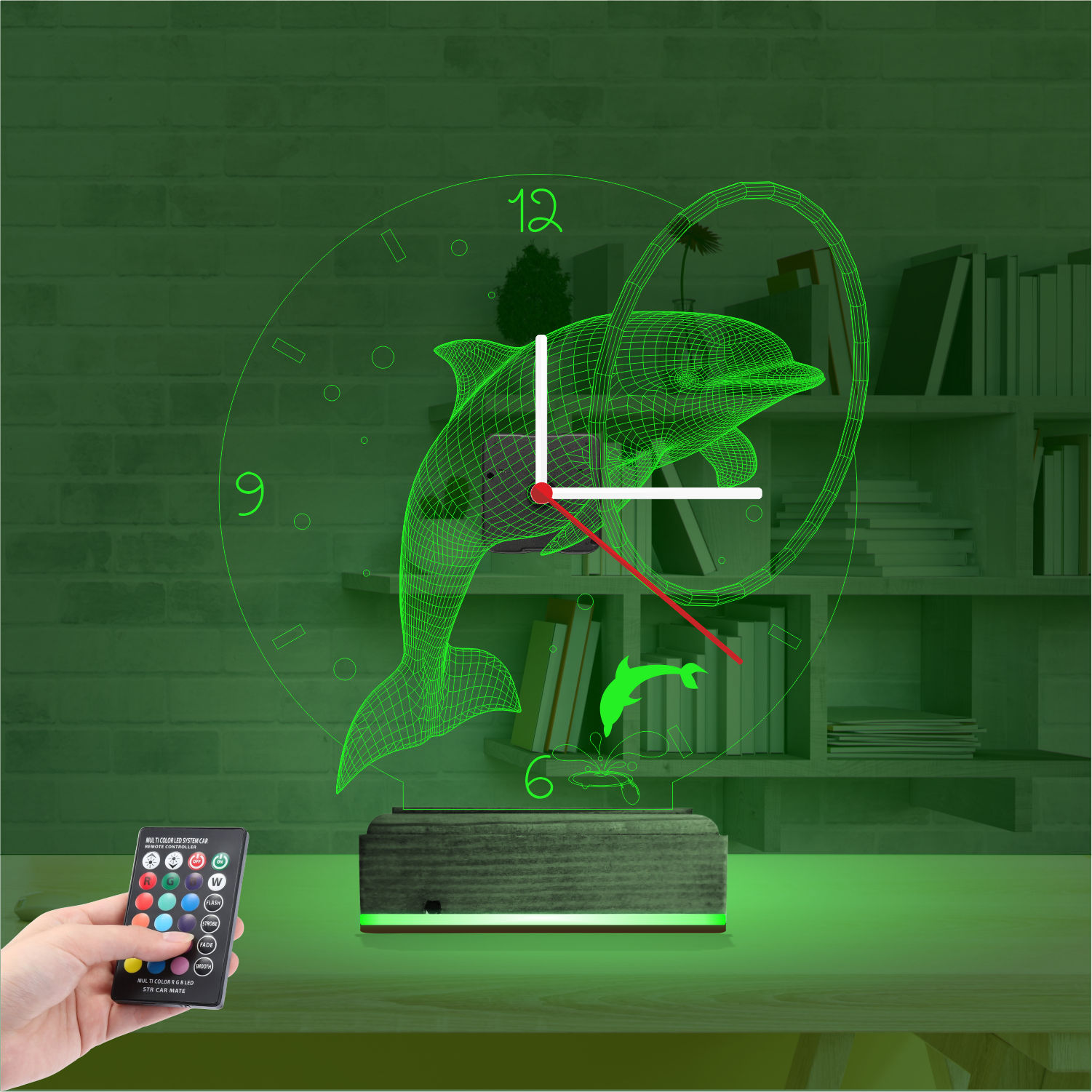 Подарок на день рождения: дельфин с часами 3d светильник 5