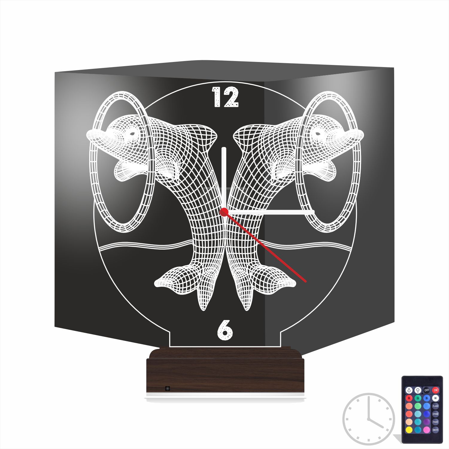 Подарок на годовщину: два дельфина с часами 3d светильник 9