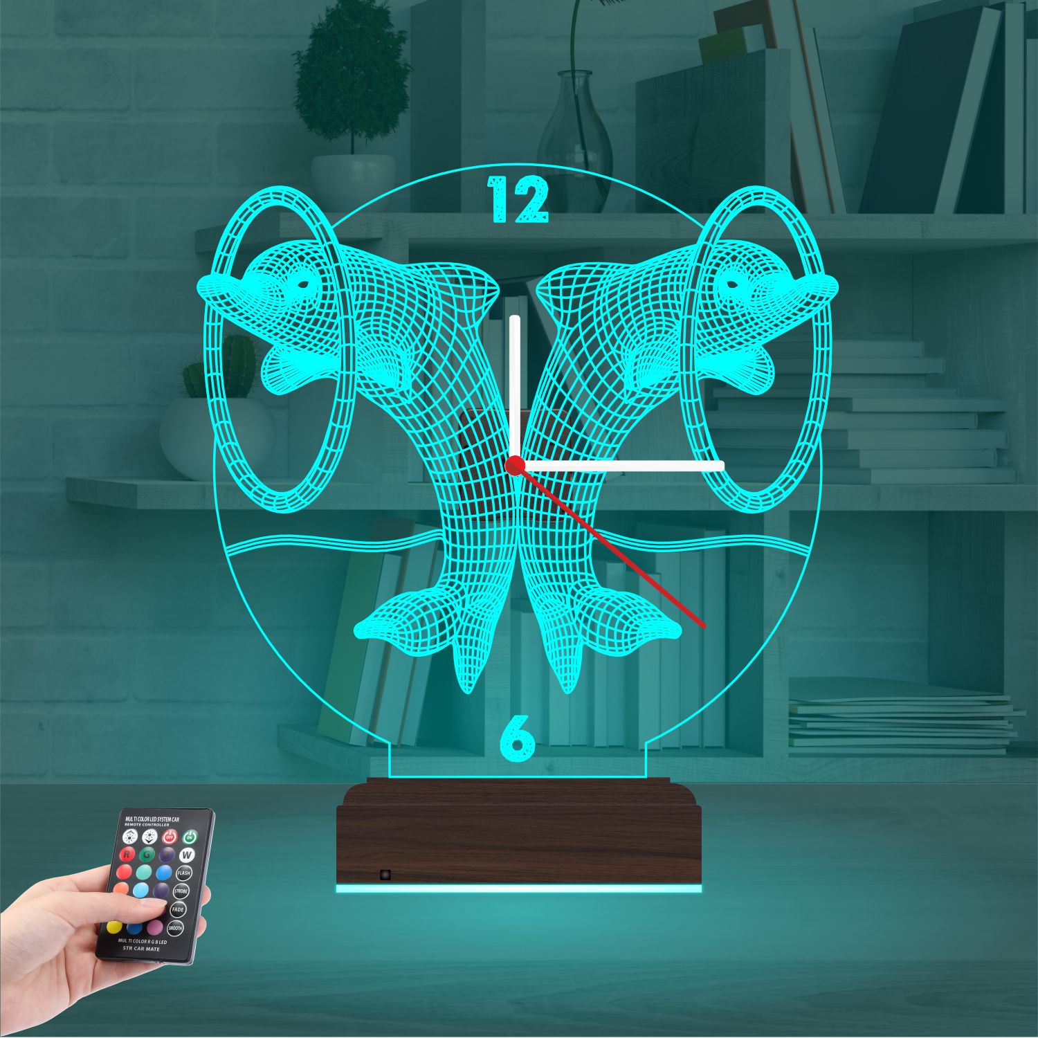 Подарок на годовщину: два дельфина с часами 3d светильник 2