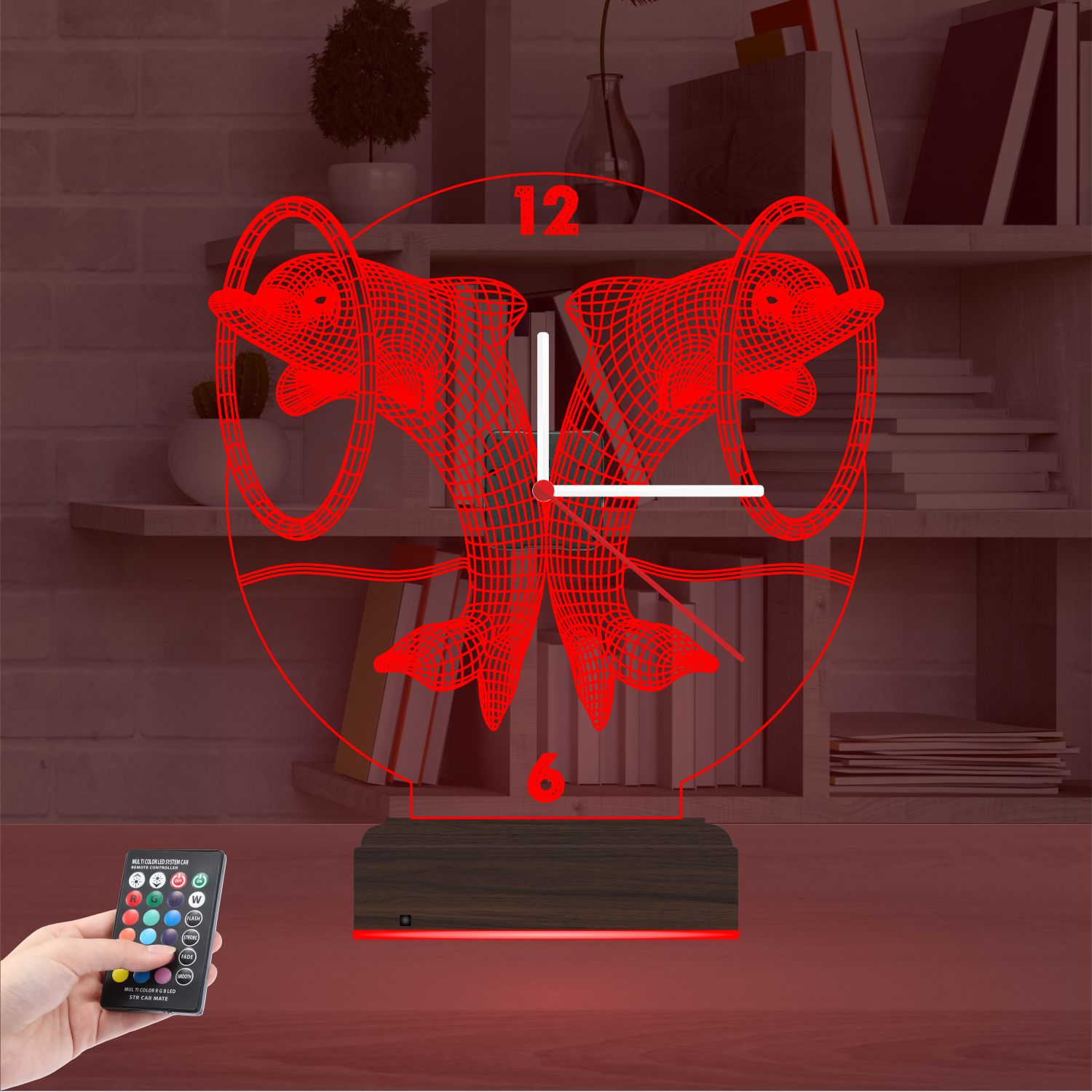 Подарок на годовщину: два дельфина с часами 3d светильник 4