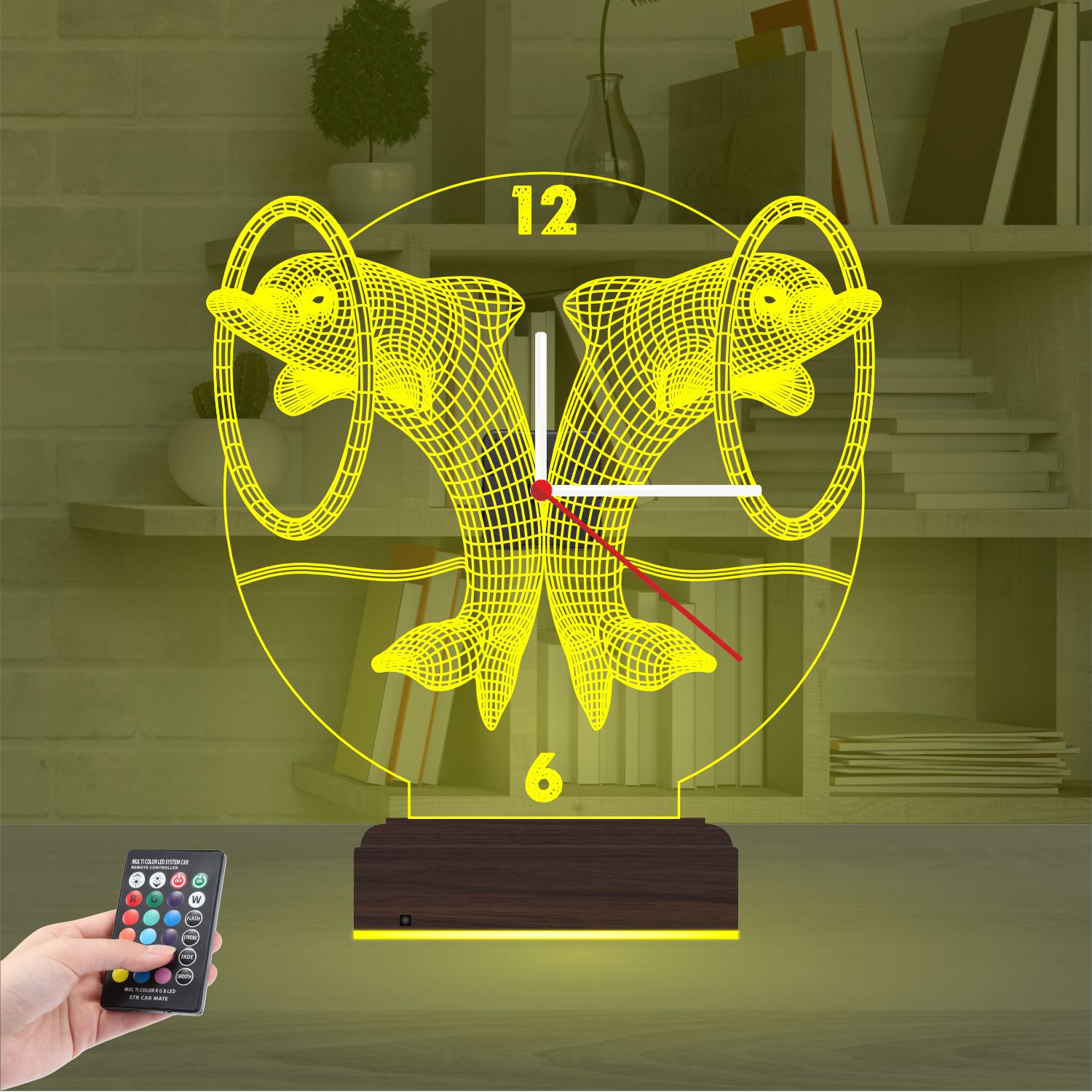 Подарок на годовщину: два дельфина с часами 3d светильник 6