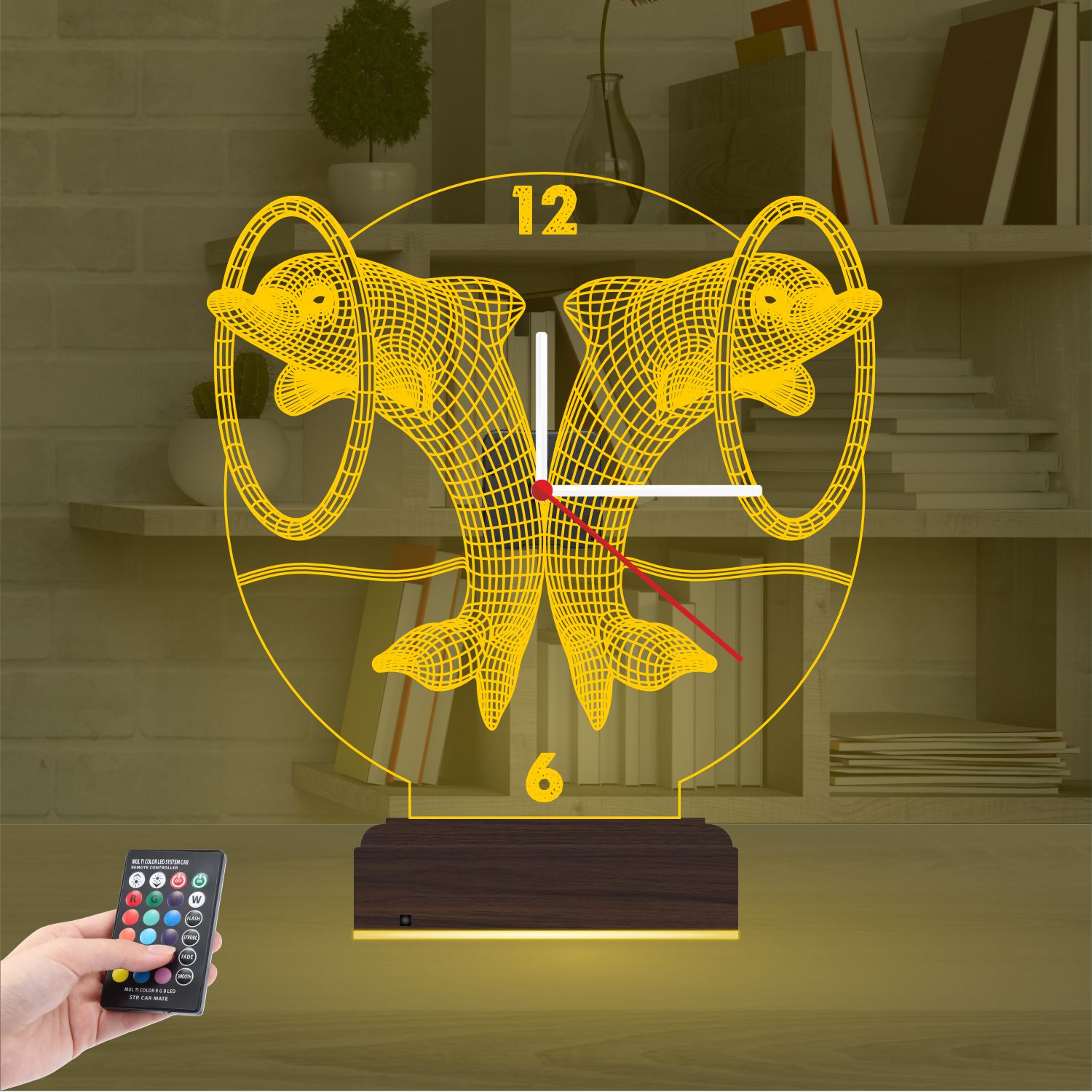 Подарок на годовщину: два дельфина с часами 3d светильник 7