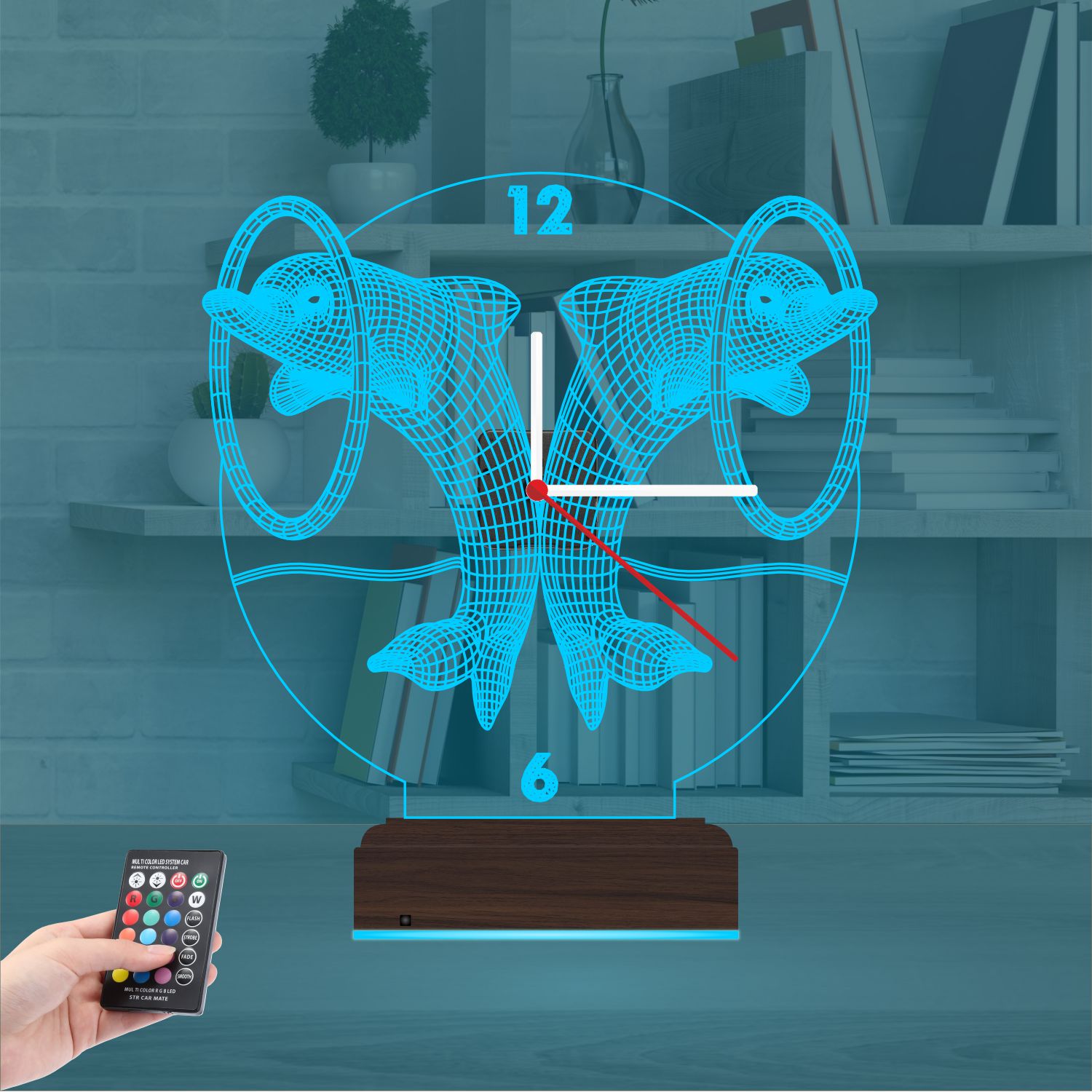 Подарок на годовщину: два дельфина с часами 3d светильник 8