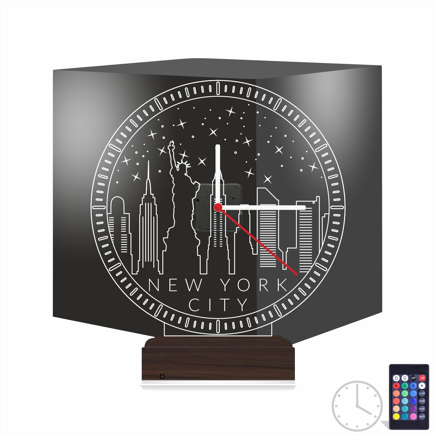 Именной 3D-светильник с часами «Панорама Нью-Йорка» 9