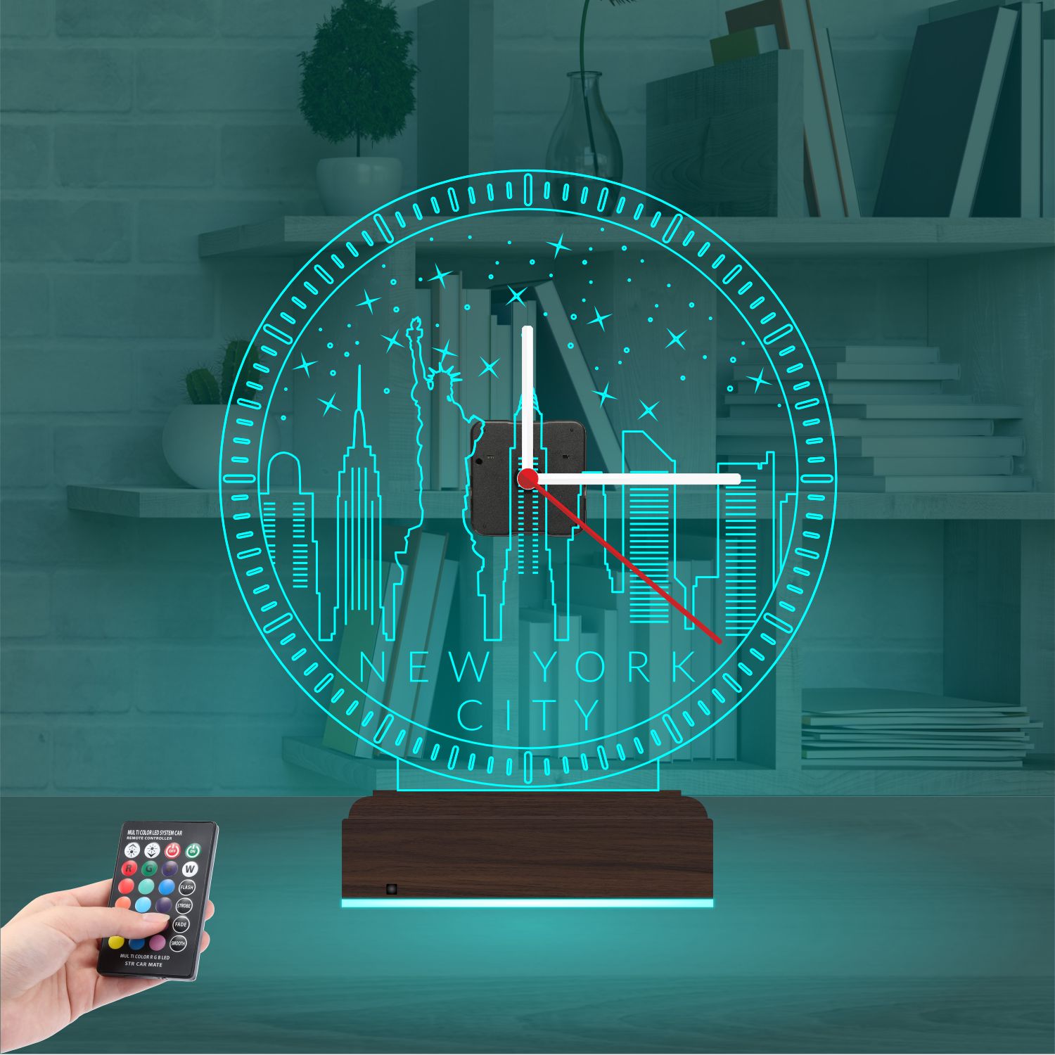 Именной 3D-светильник с часами «Панорама Нью-Йорка» 2